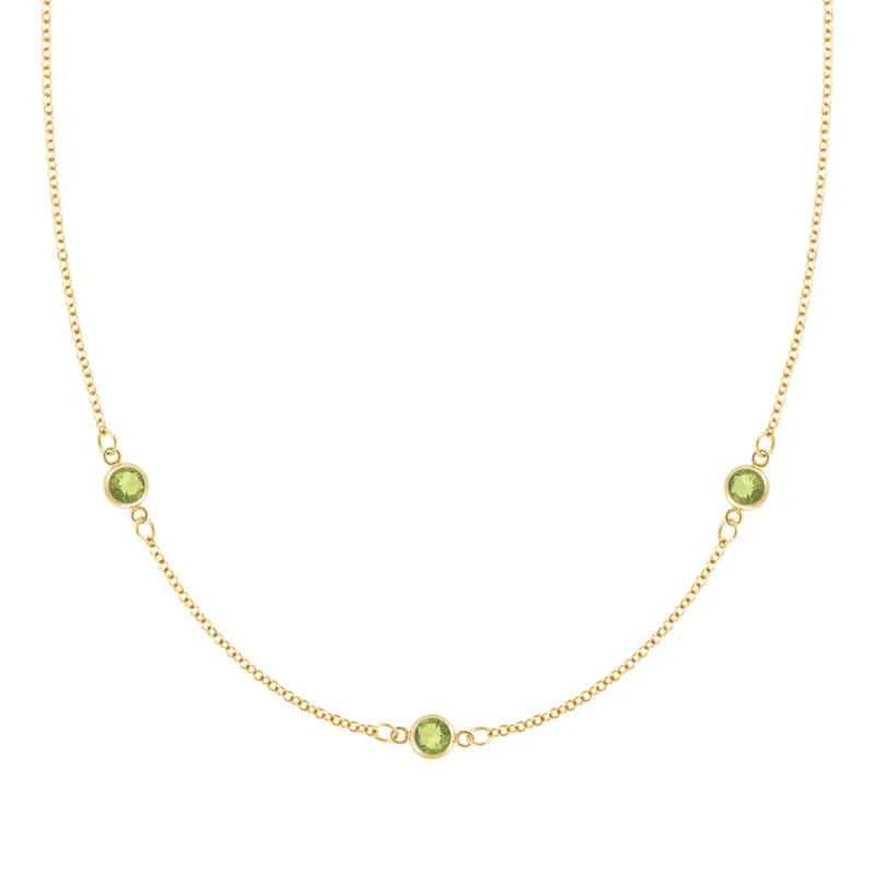 Bayberry 3 Peridot Necklace in 14k Gold (August) sold by Haverhill