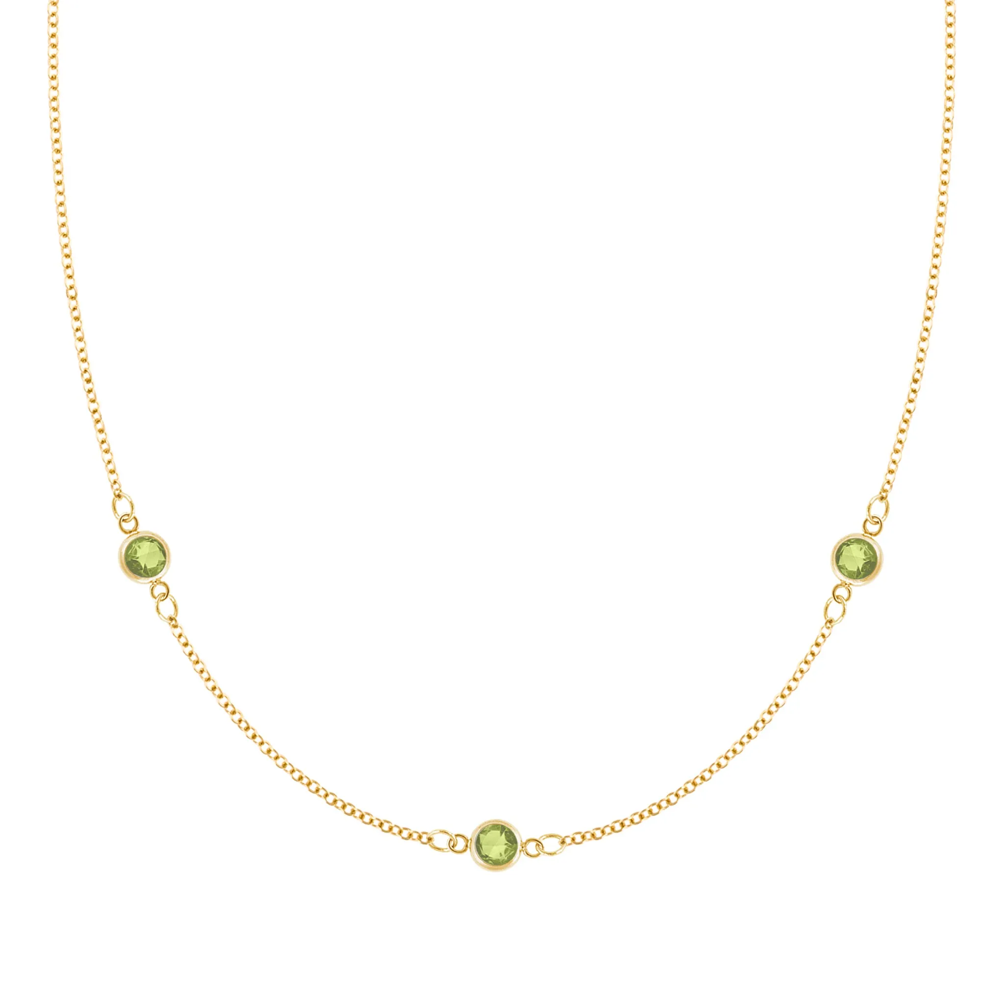 Bayberry 3 Peridot Necklace in 14k Gold (August) sold by Haverhill