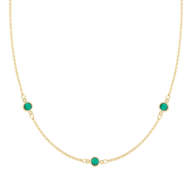 Bayberry 3 Emerald Necklace in 14k Gold (May) sold by Haverhill