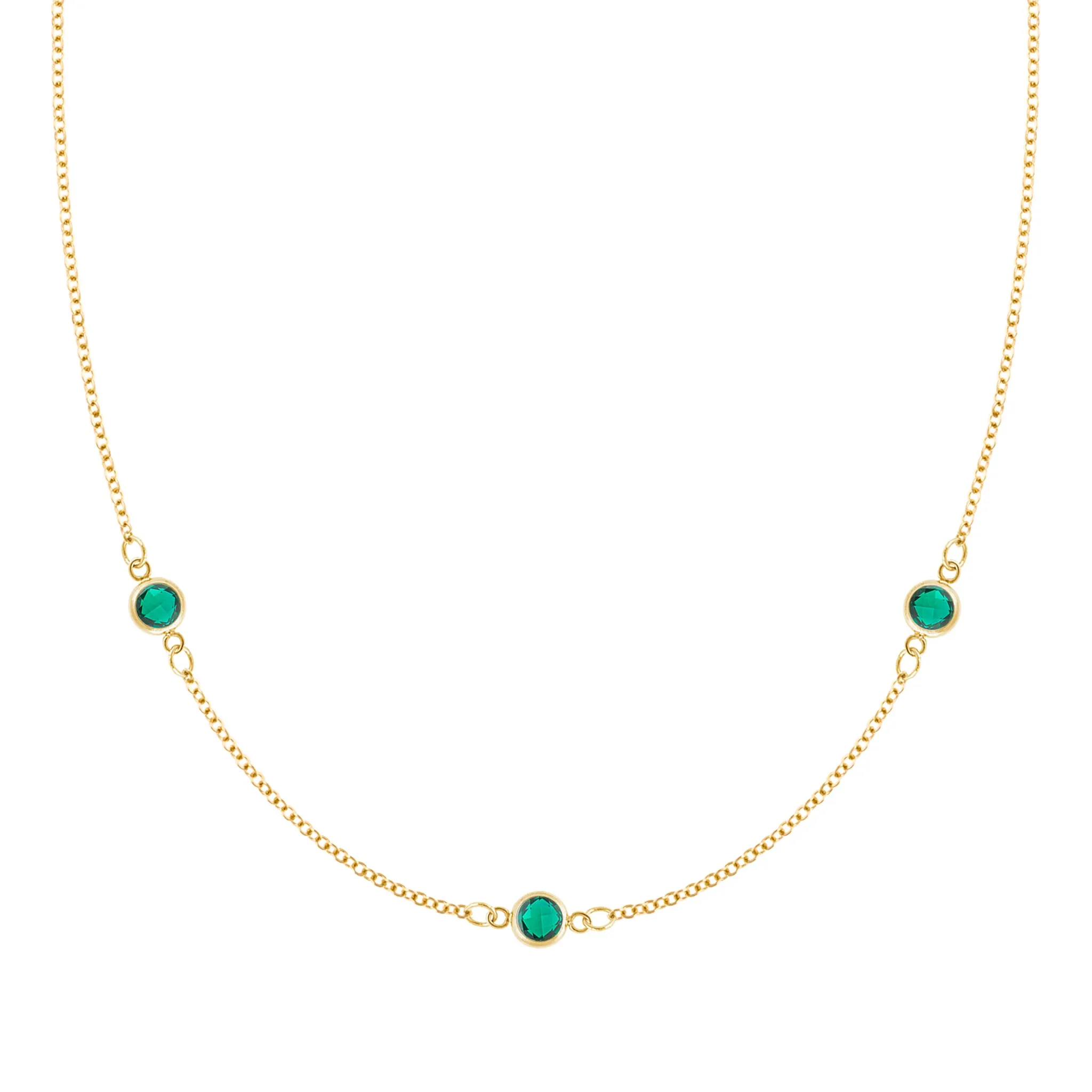 Bayberry 3 Emerald Necklace in 14k Gold (May) sold by Haverhill
