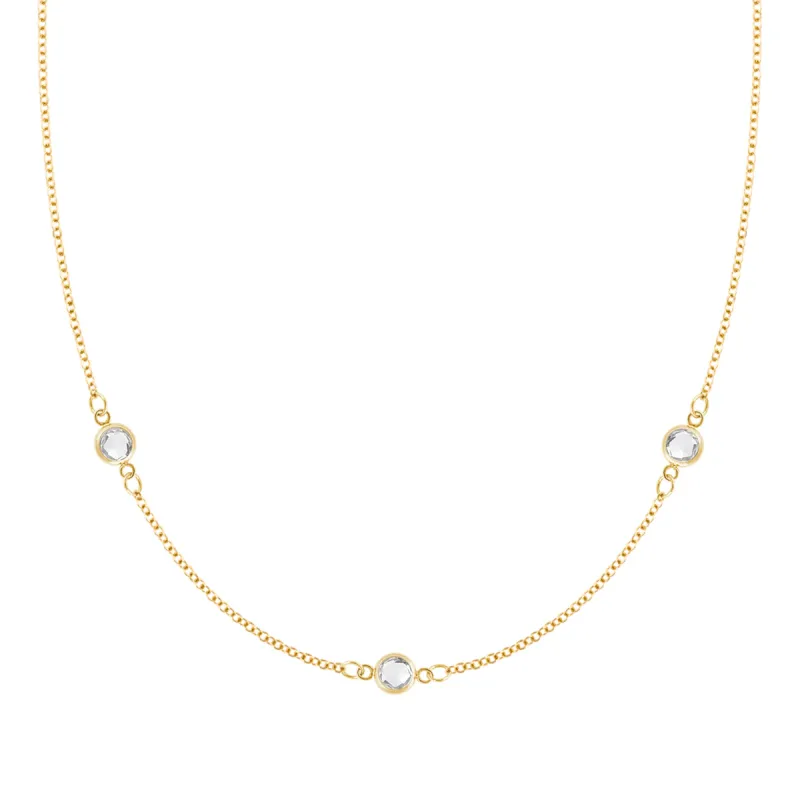 Bayberry 3 White Topaz Necklace in 14k Gold (April) sold by Haverhill
