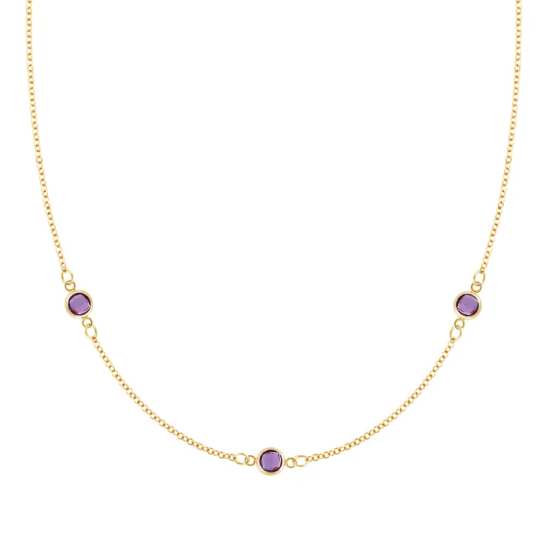 Bayberry 3 Amethyst Necklace in 14k Gold (February) sold by Haverhill