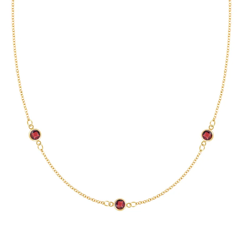 Bayberry 3 Garnet Necklace in 14k Gold (January) sold by Haverhill