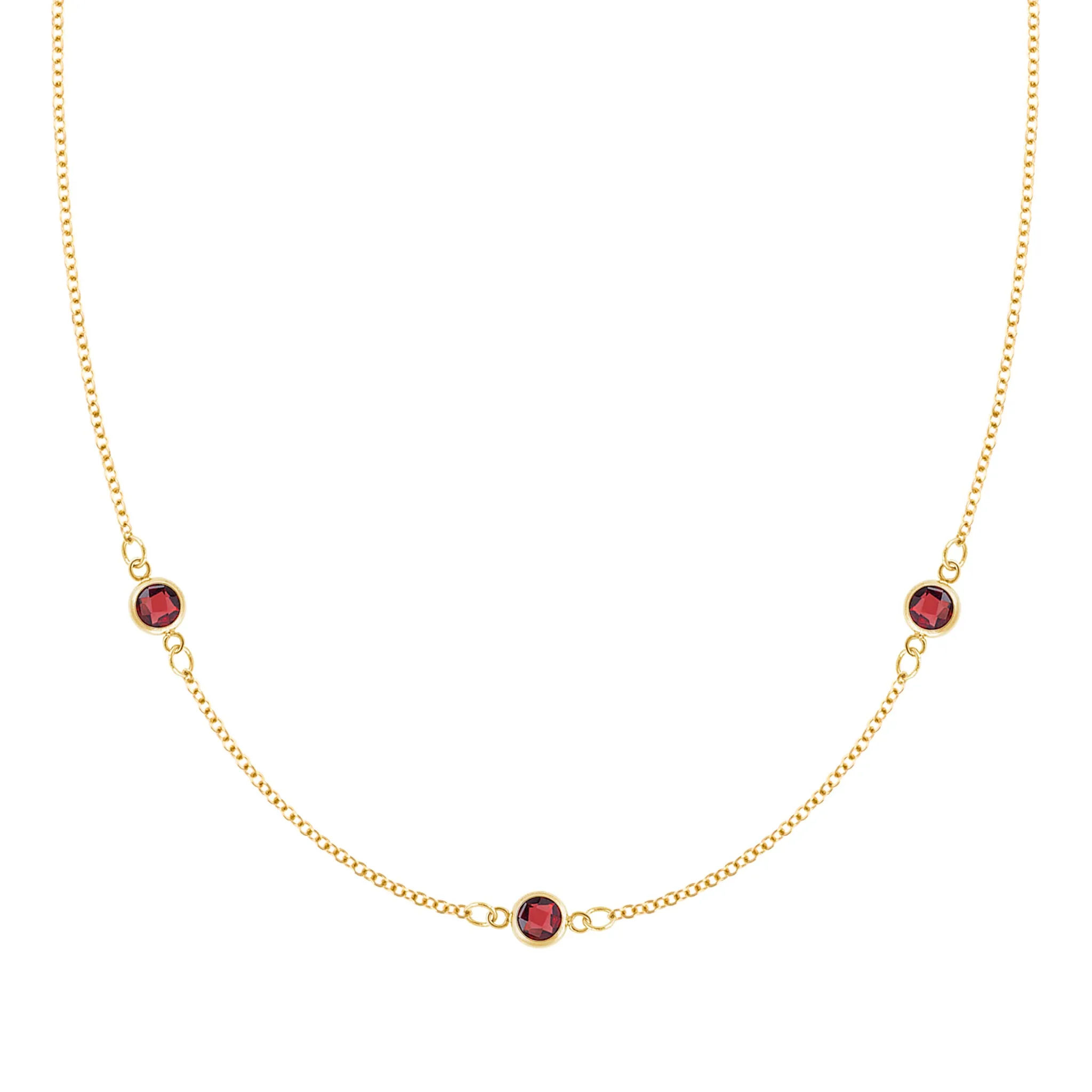 Bayberry 3 Garnet Necklace in 14k Gold (January) sold by Haverhill