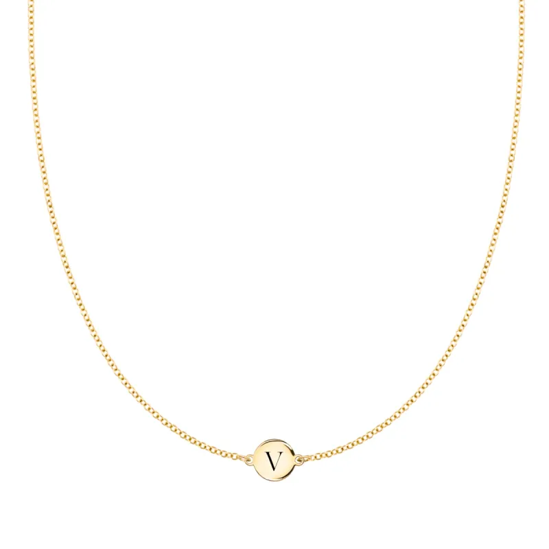 Letter V Necklace in 14k Gold sold by Haverhill