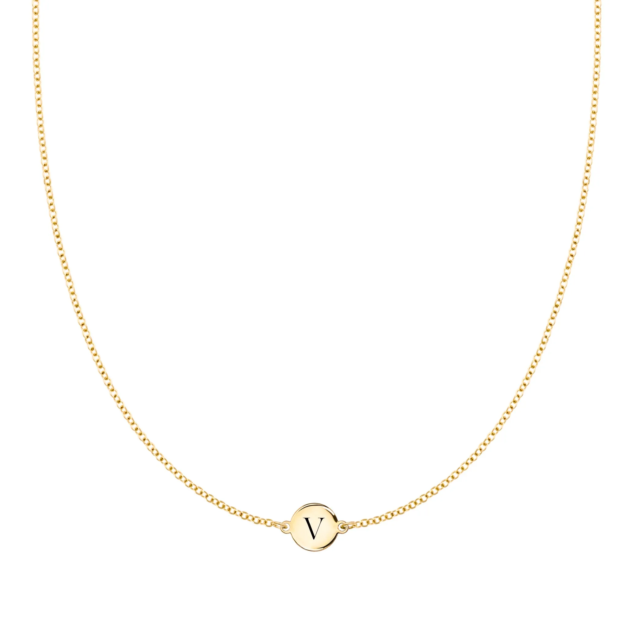 Letter V Necklace in 14k Gold sold by Haverhill