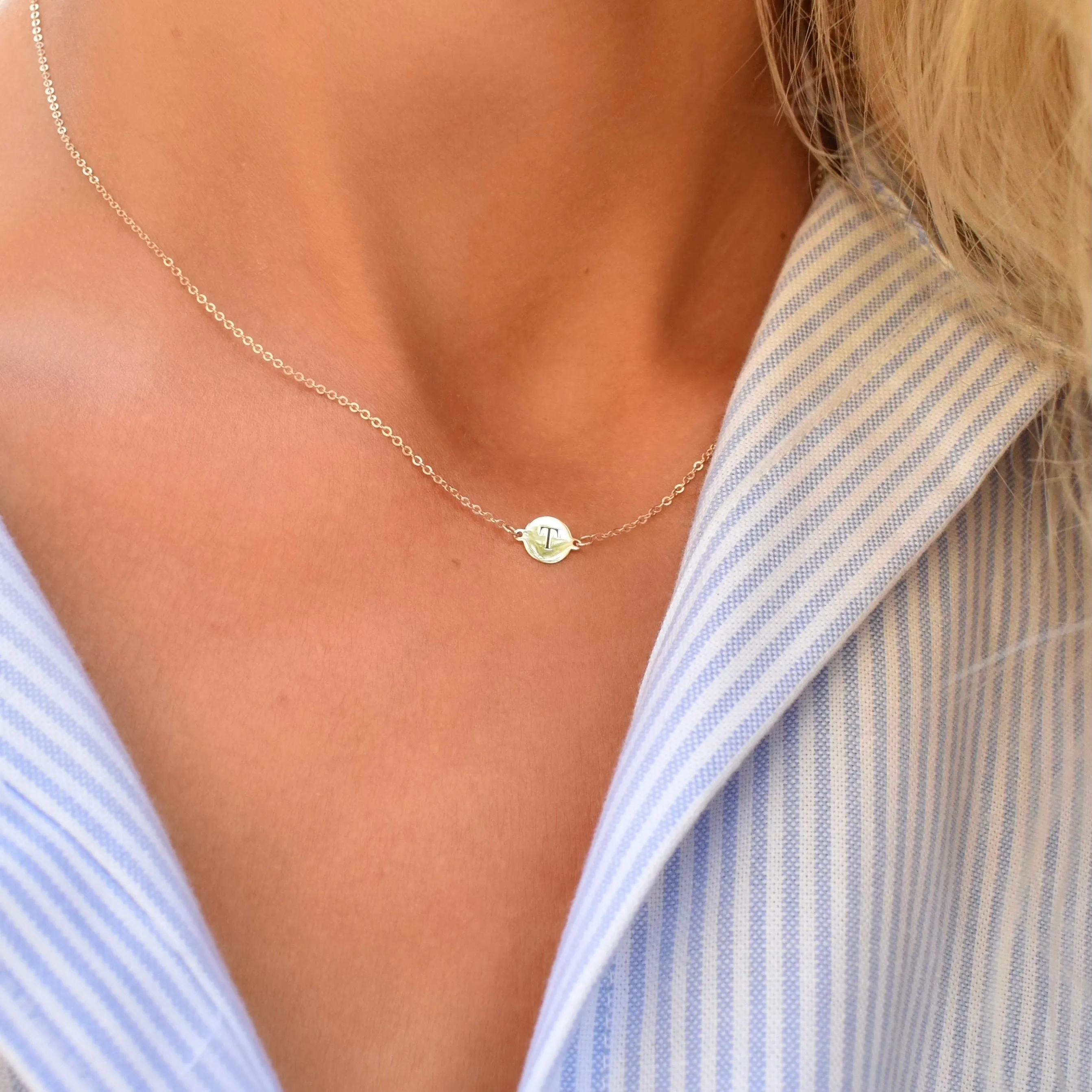 Letter T Necklace in 14k Gold sold by Haverhill product image thumbnail 3