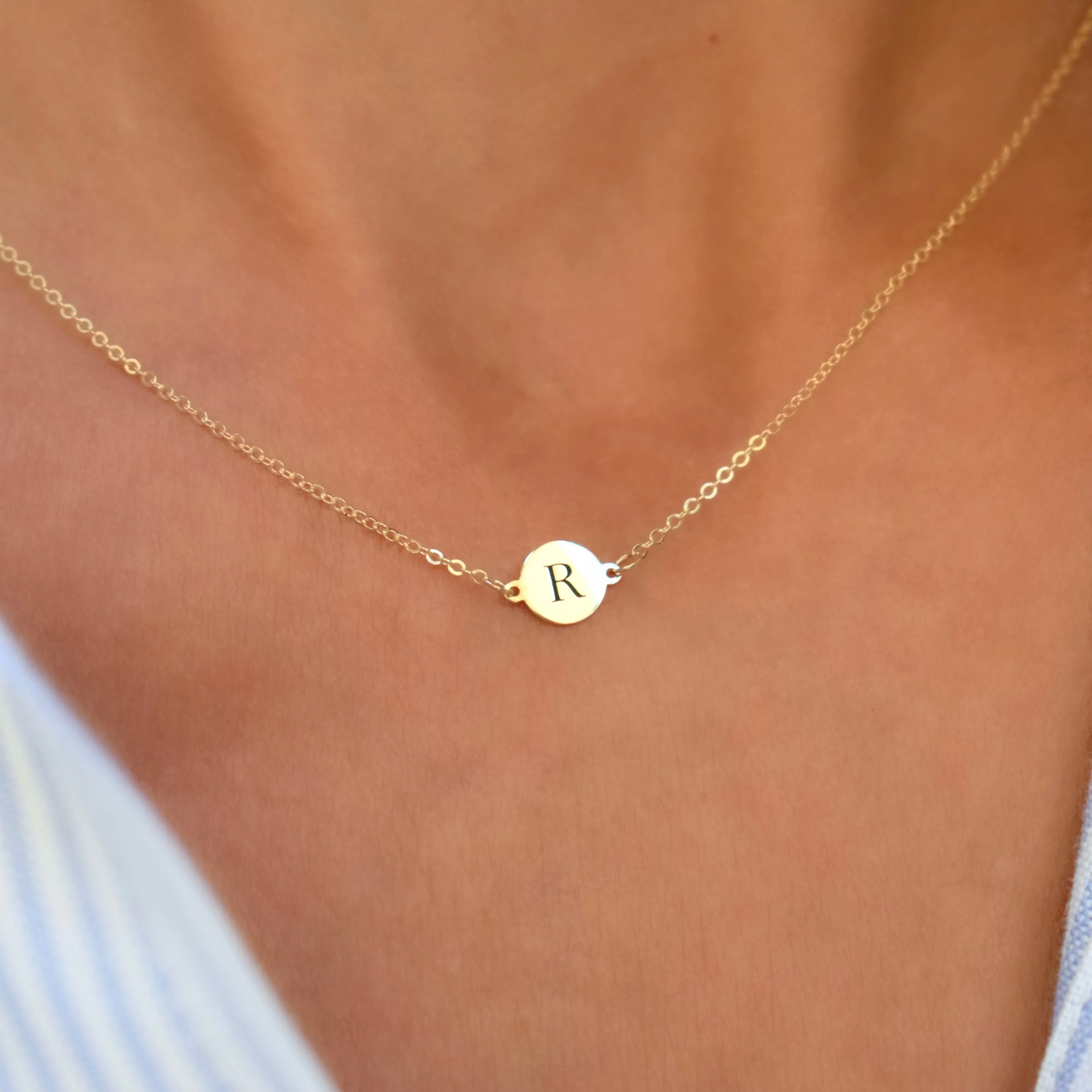 Letter R Necklace in 14k Gold sold by Haverhill product image thumbnail 3