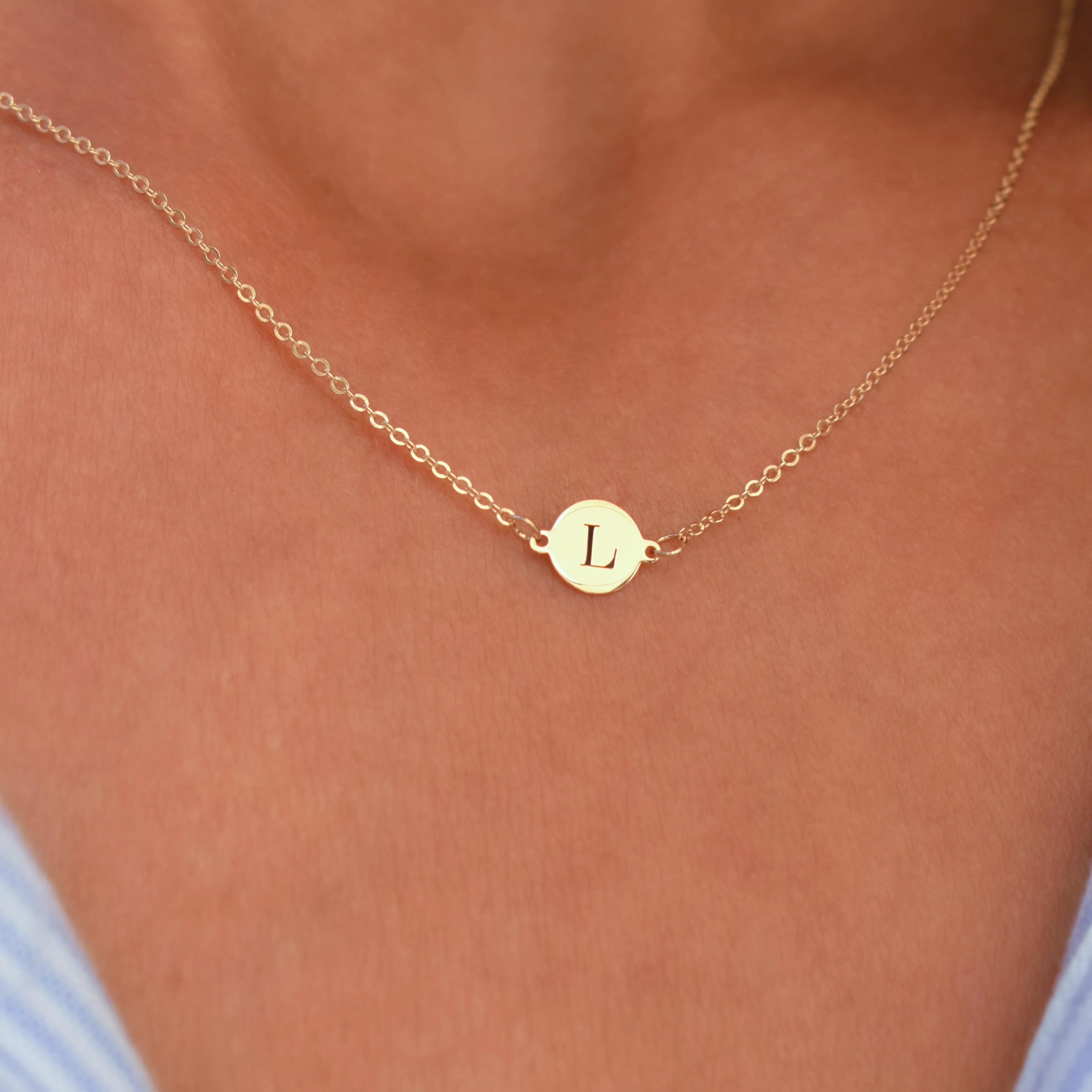 Letter L Necklace in 14k Gold sold by Haverhill product image thumbnail 3