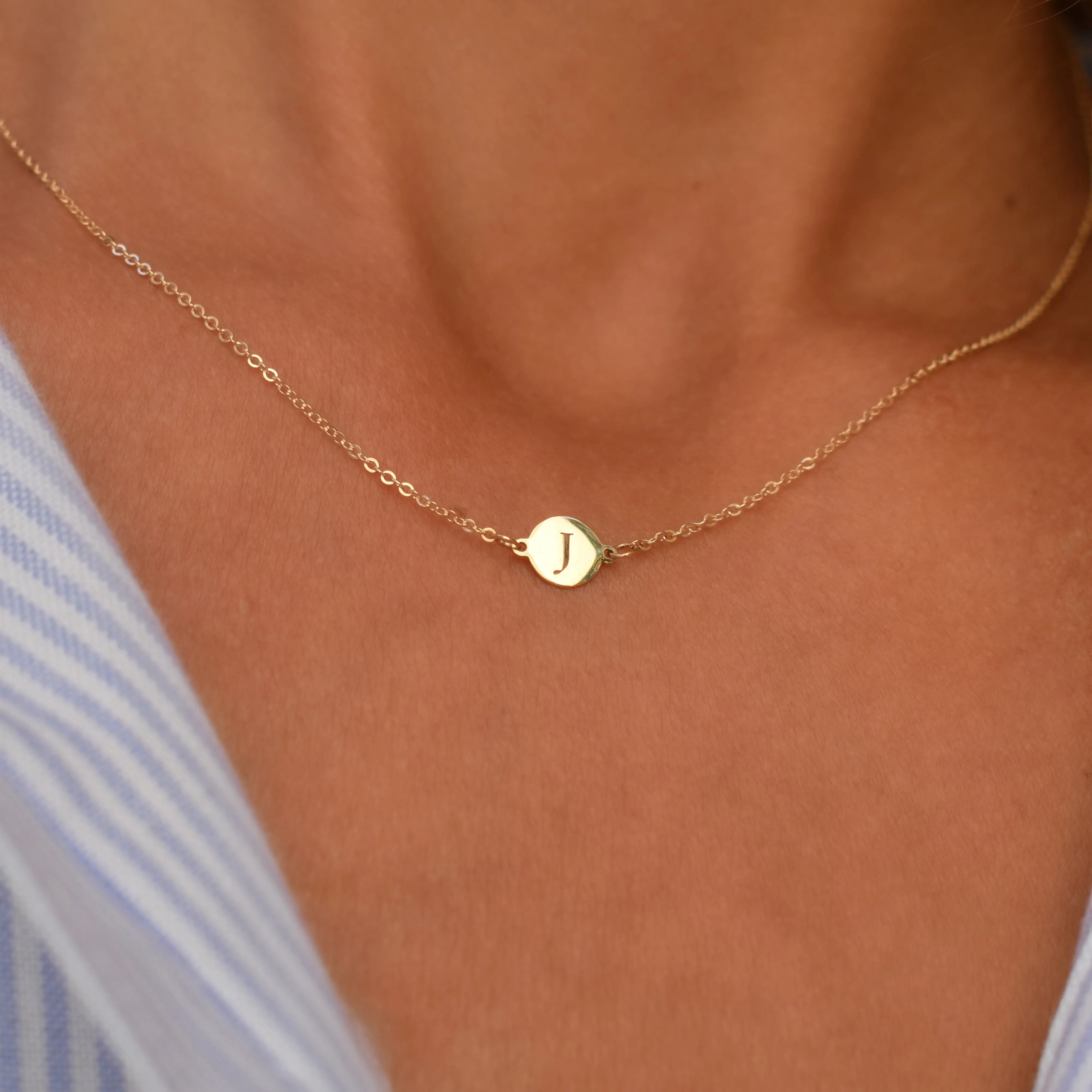 Letter J Necklace in 14k Gold sold by Haverhill product image thumbnail 3