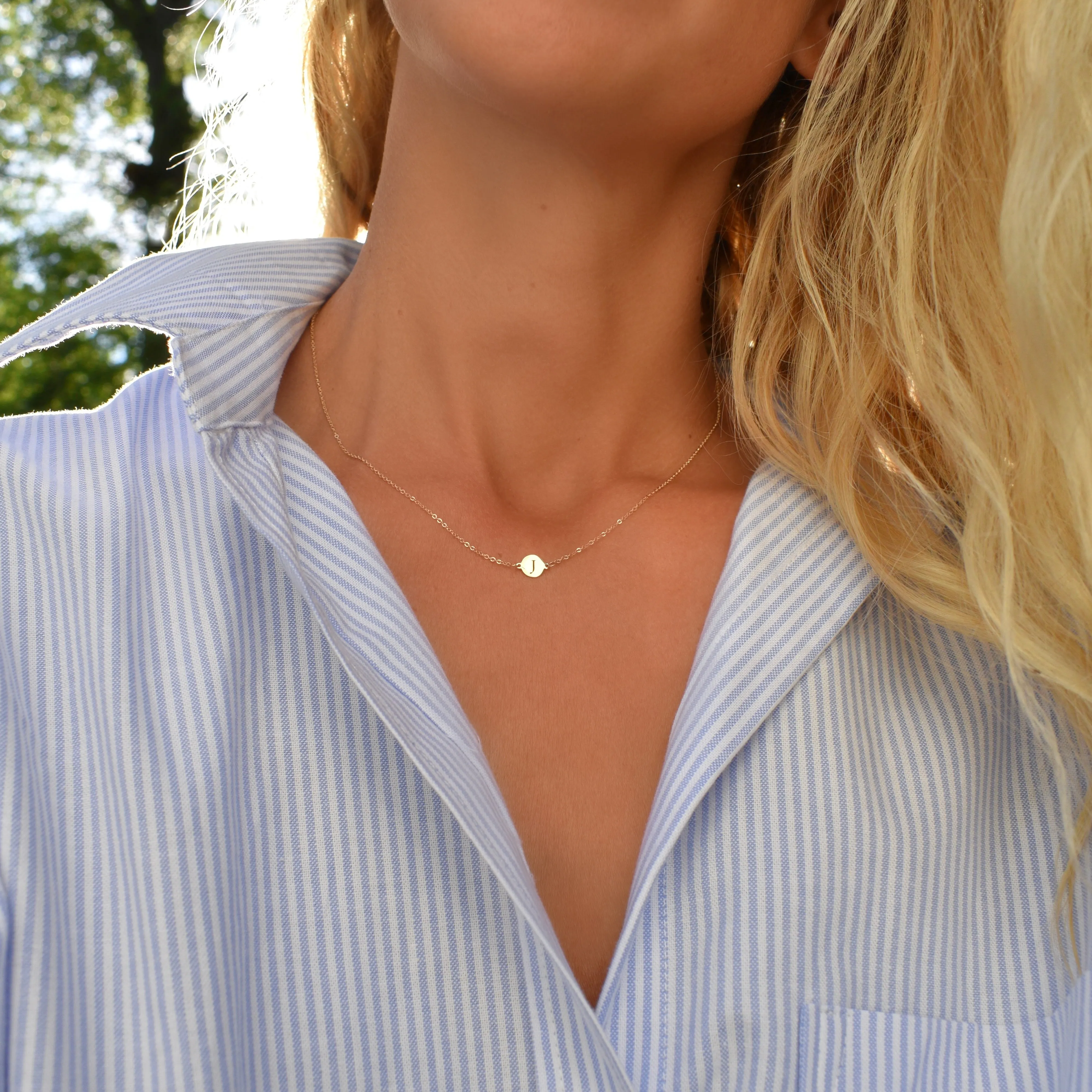 Letter J Necklace in 14k Gold sold by Haverhill product image thumbnail 2