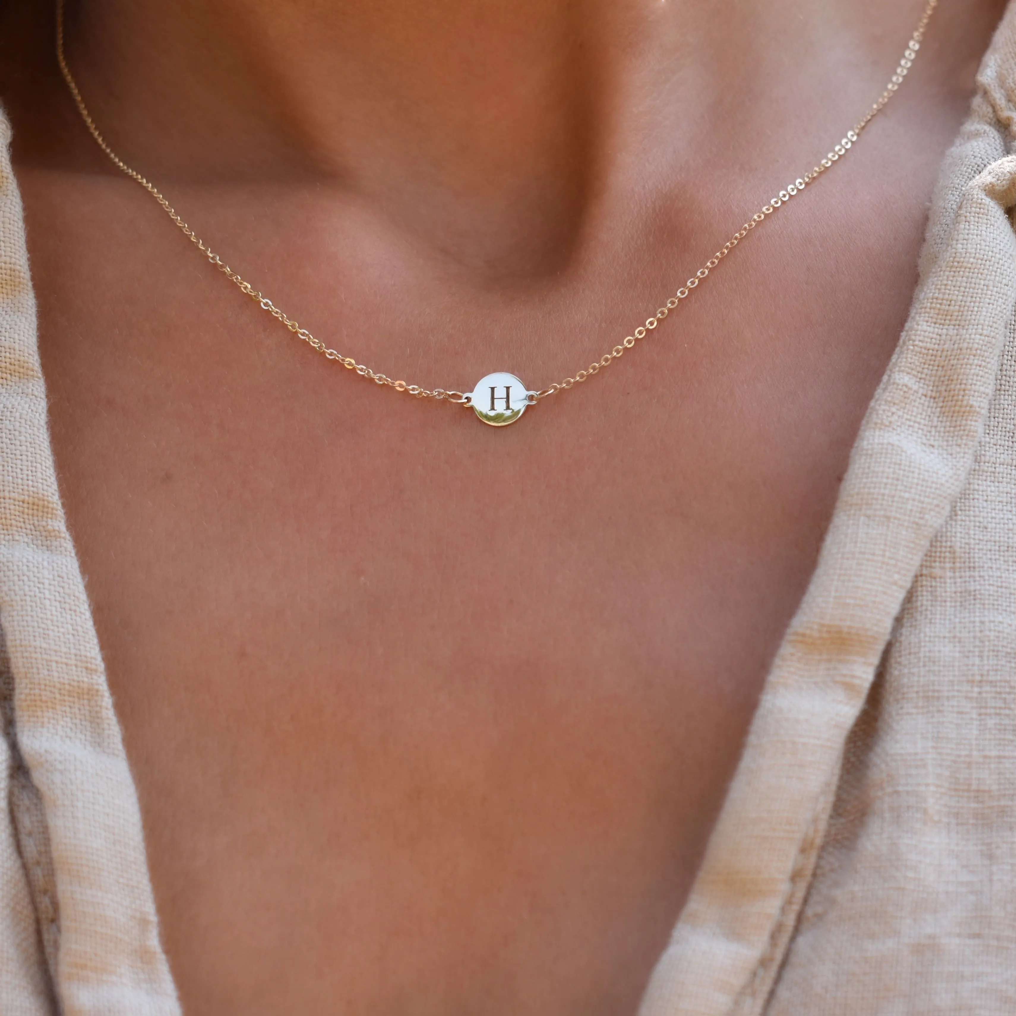 Letter H Necklace in 14k Gold sold by Haverhill product image thumbnail 3