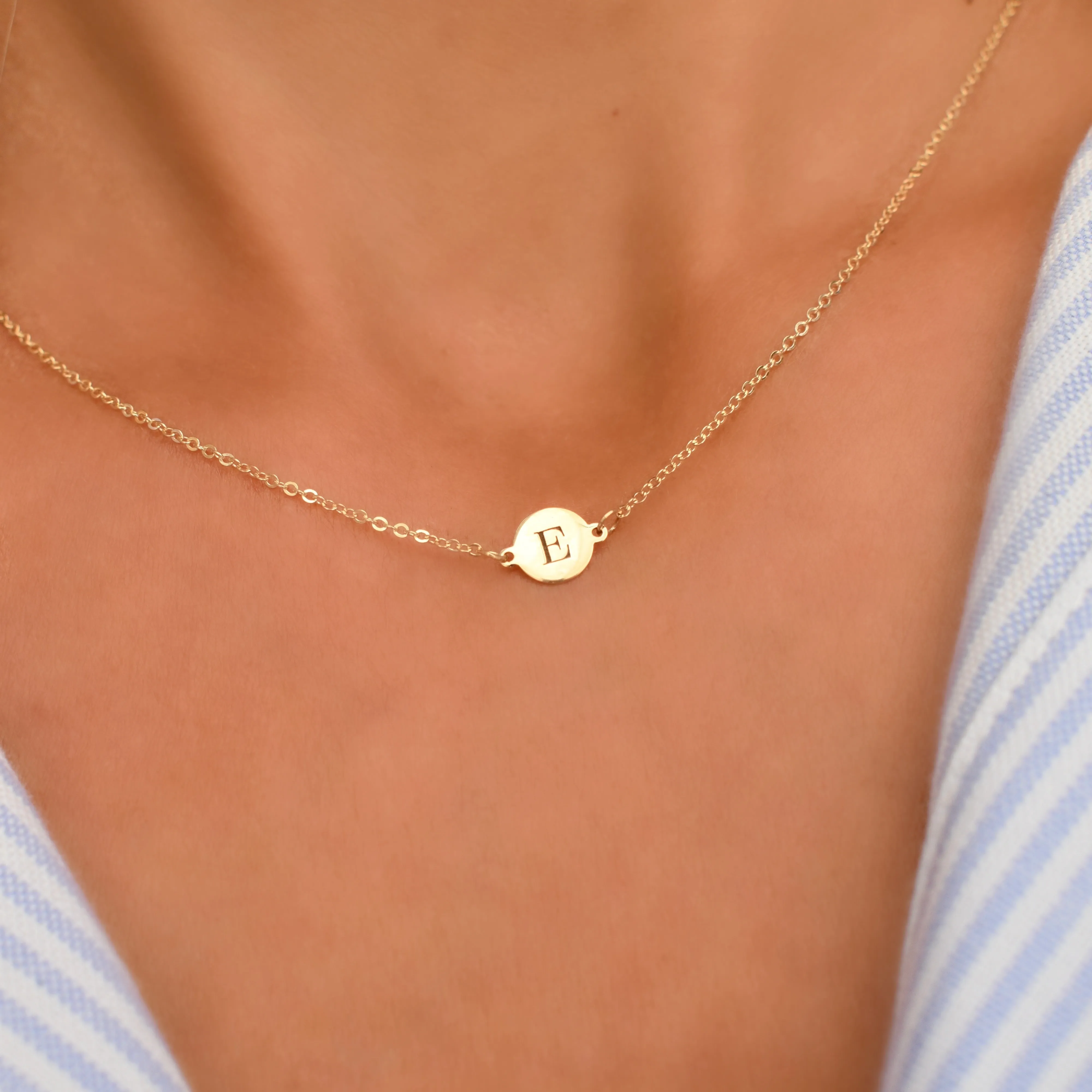 Letter E Necklace in 14k Gold sold by Haverhill product image thumbnail 3