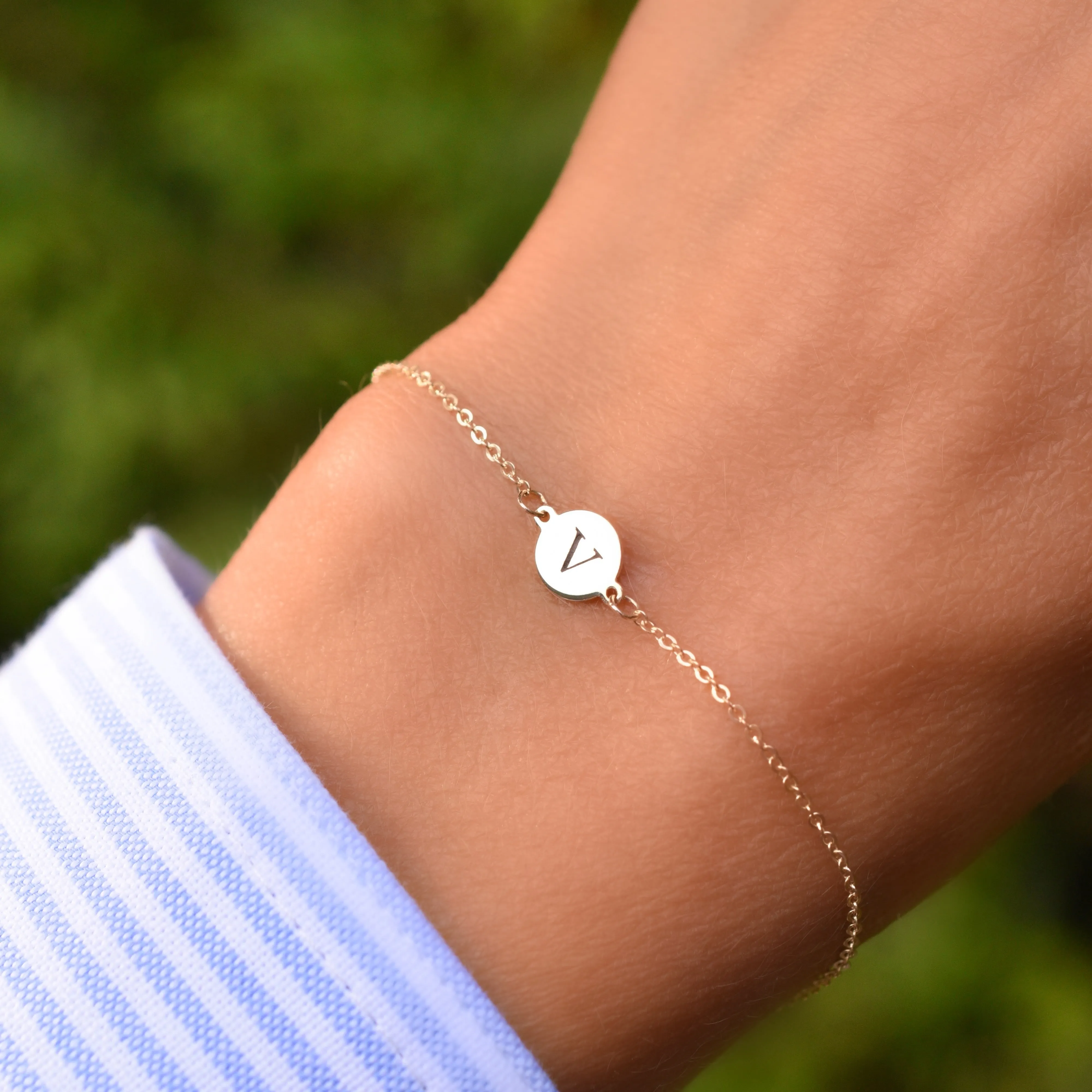 Letter V Bracelet in 14k Gold sold by Haverhill product image thumbnail 3