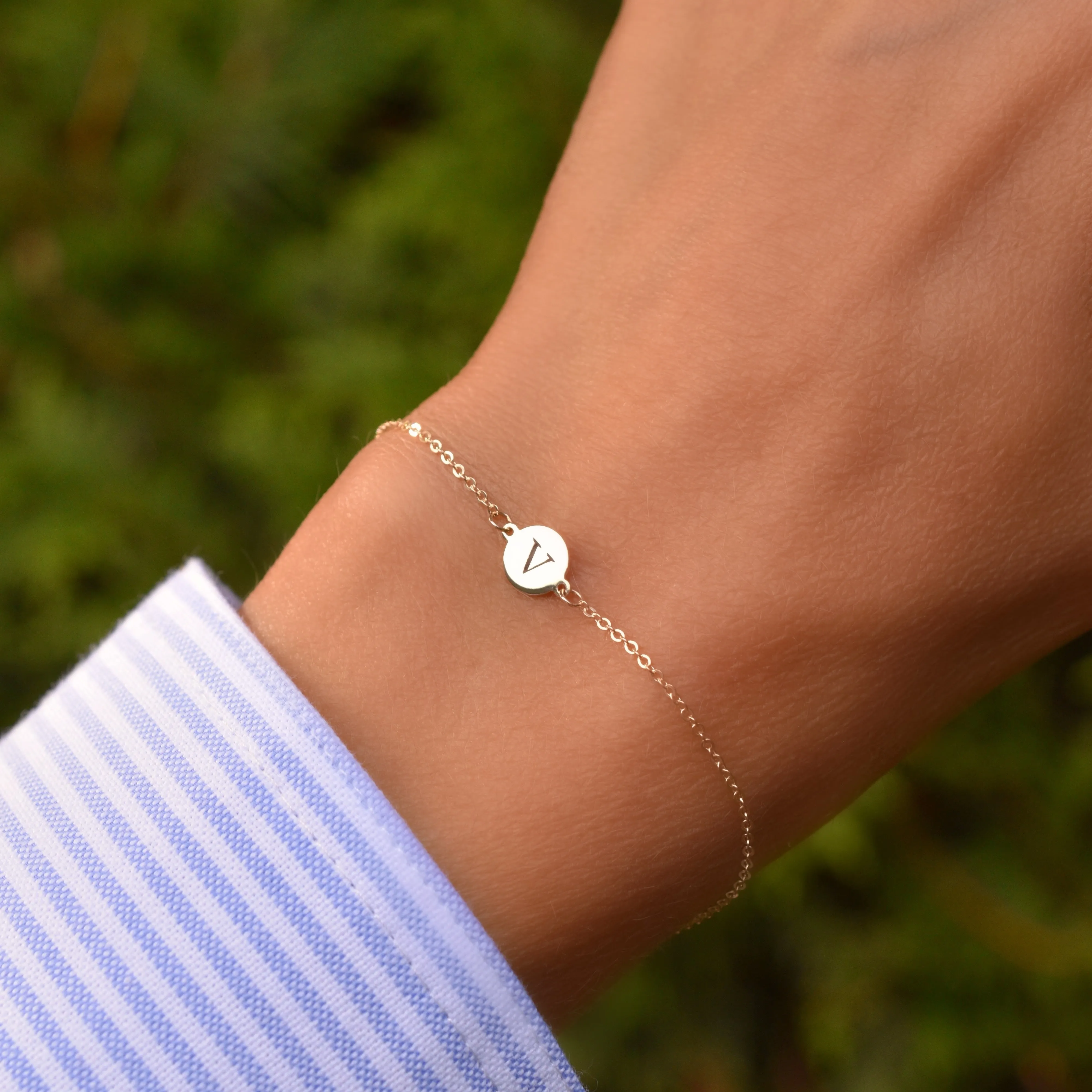 Letter V Bracelet in 14k Gold sold by Haverhill product image thumbnail 2