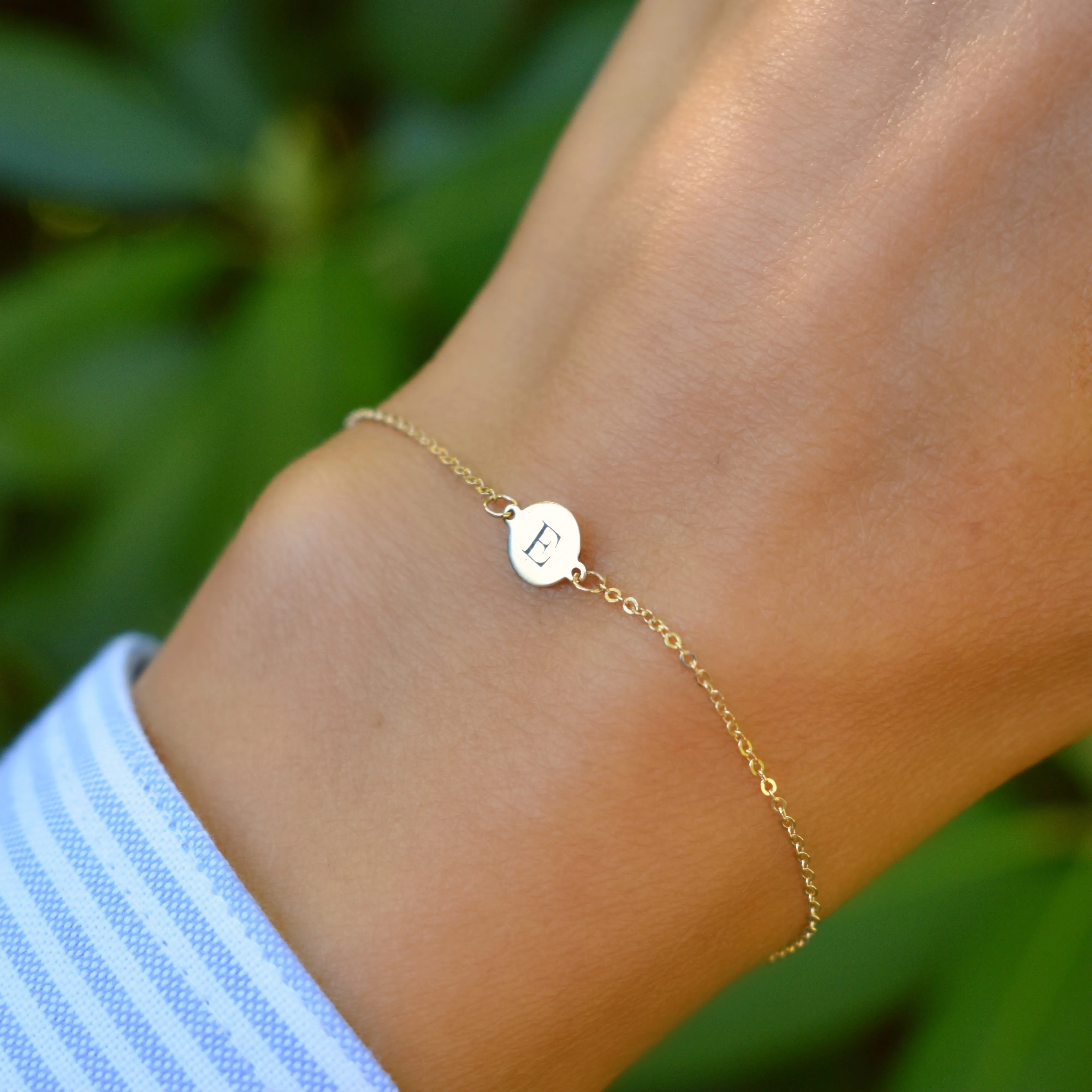 Letter E Bracelet in 14k Gold sold by Haverhill product image thumbnail 3