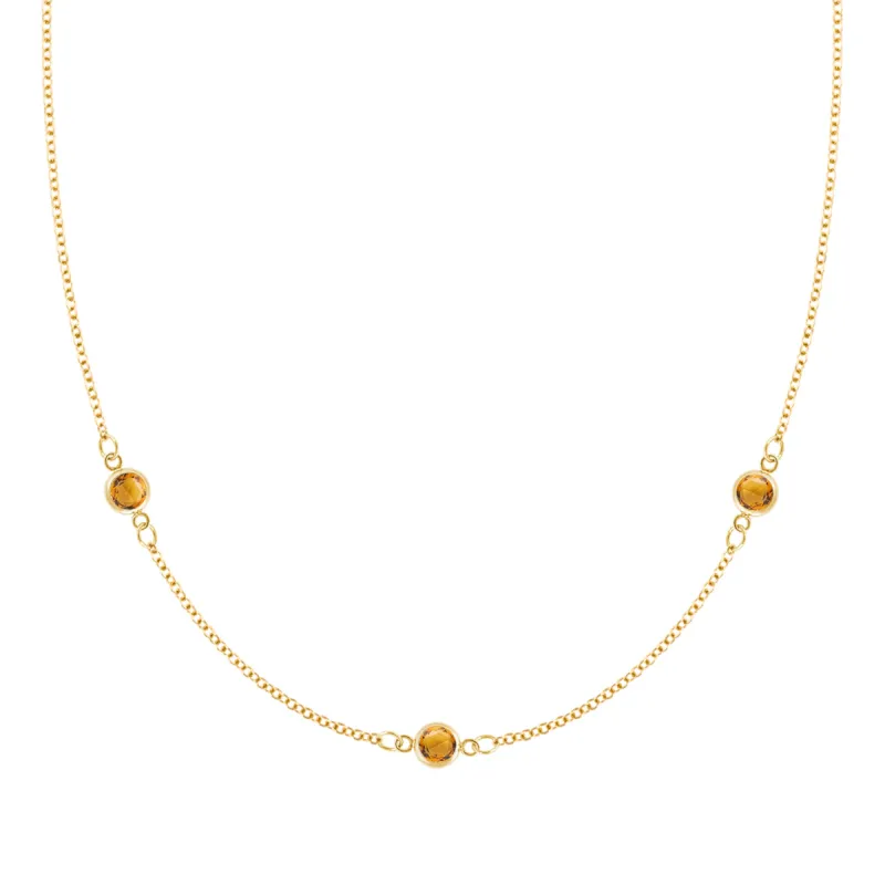 Bayberry 3 Citrine Necklace in 14k Gold (November) sold by Haverhill