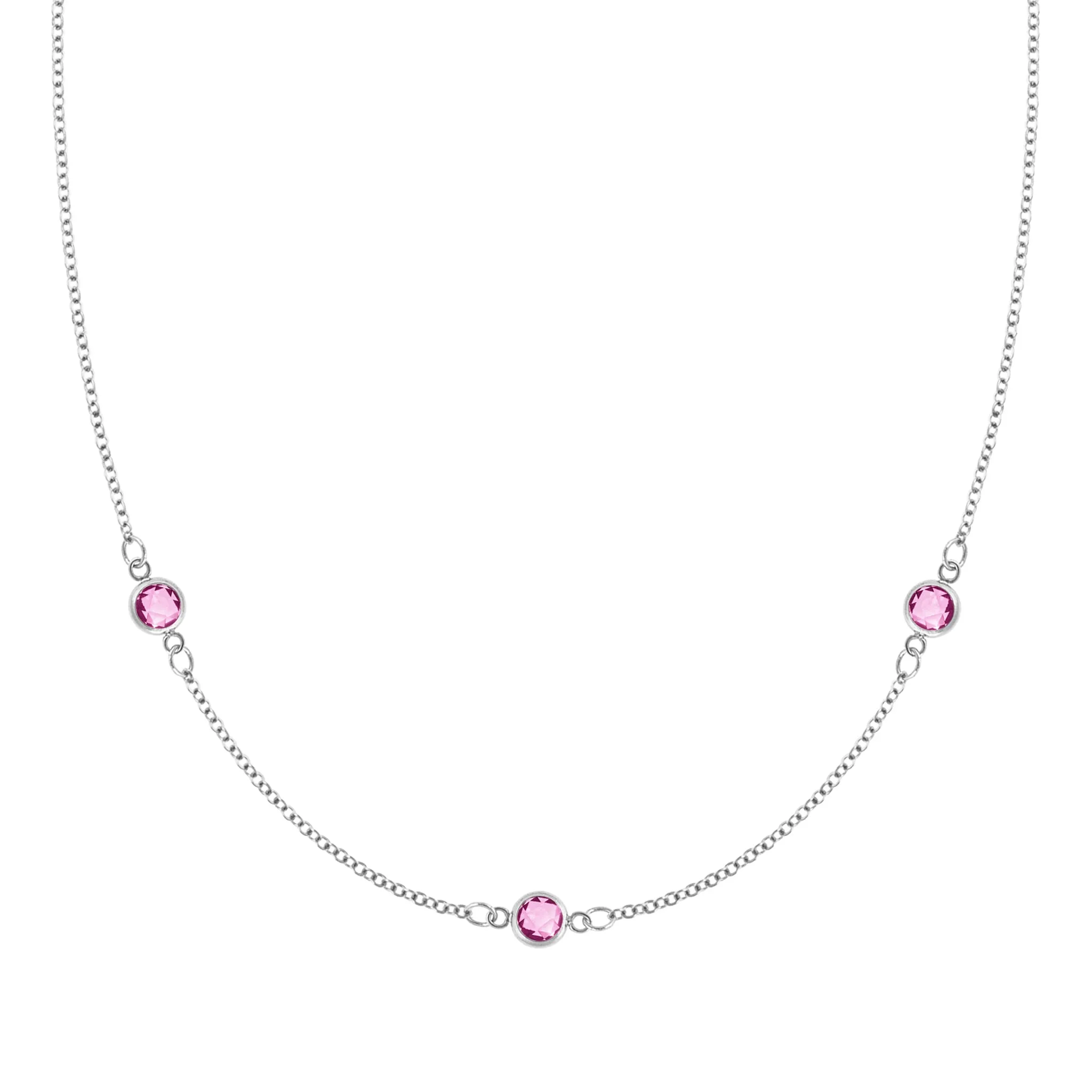Bayberry 3 Pink Sapphire Necklace in 14k Gold (October) sold by Haverhill product image thumbnail 4