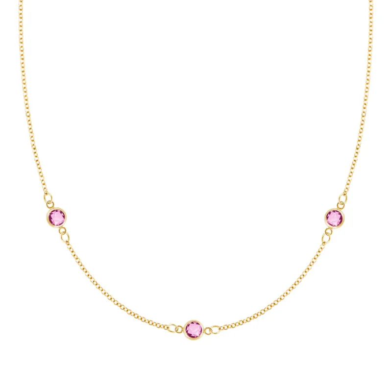 Bayberry 3 Pink Sapphire Necklace in 14k Gold (October) sold by Haverhill