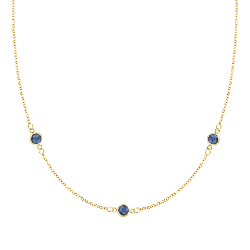 Bayberry 3 Sapphire Necklace in 14k Gold (September) sold by Haverhill