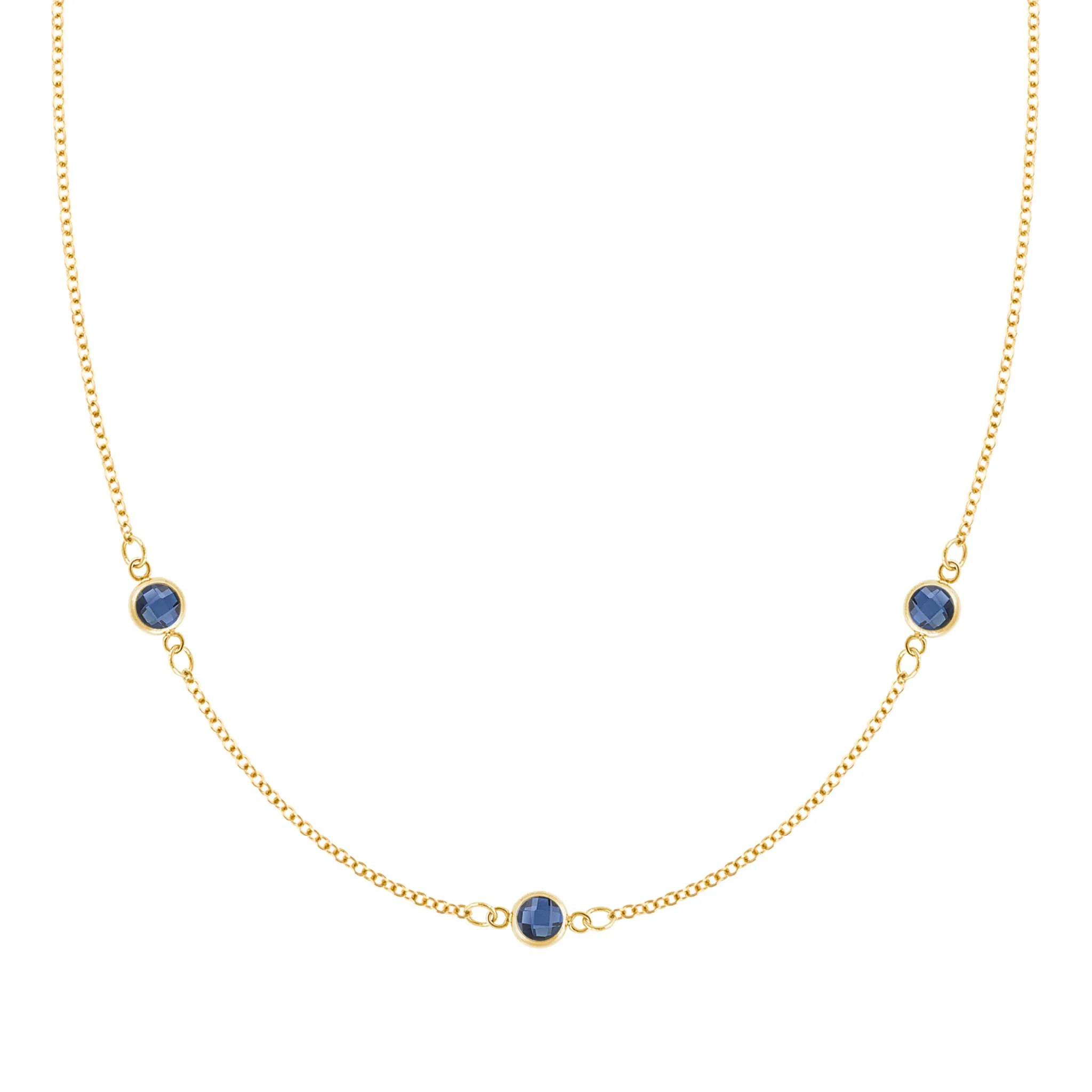Bayberry 3 Sapphire Necklace in 14k Gold (September) sold by Haverhill