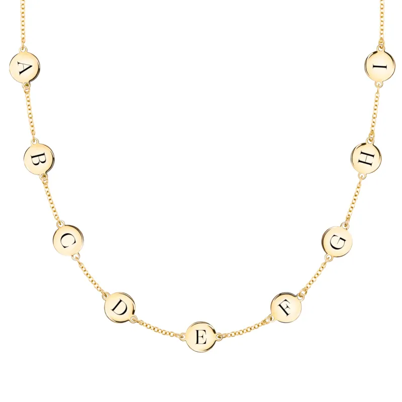 9 Letter Necklace in 14k Gold (Single Spacing) sold by Haverhill