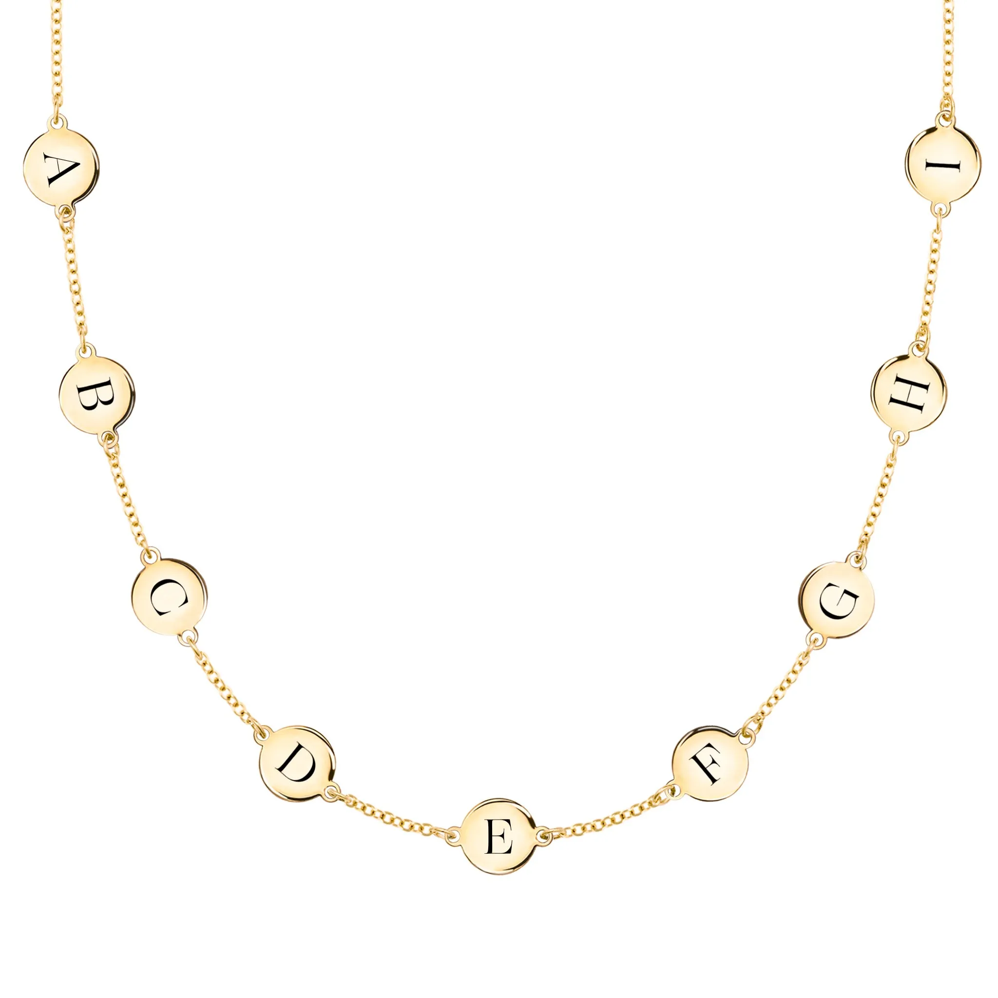 9 Letter Necklace in 14k Gold (Single Spacing) sold by Haverhill