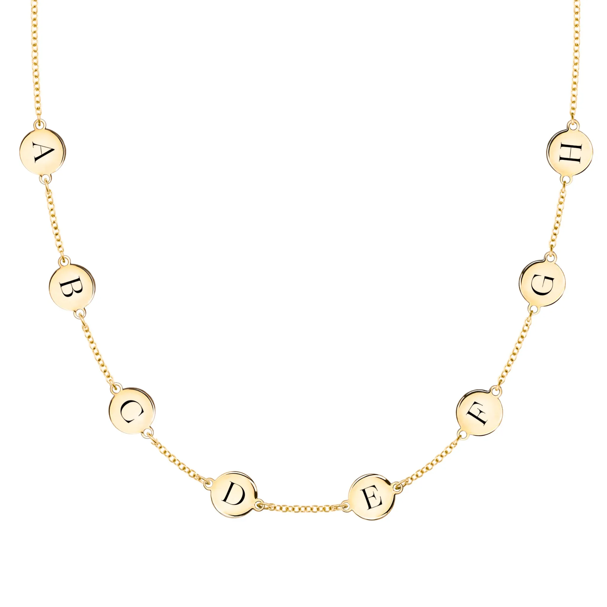 8 Letter Necklace in 14k Gold (Single Spacing) sold by Haverhill
