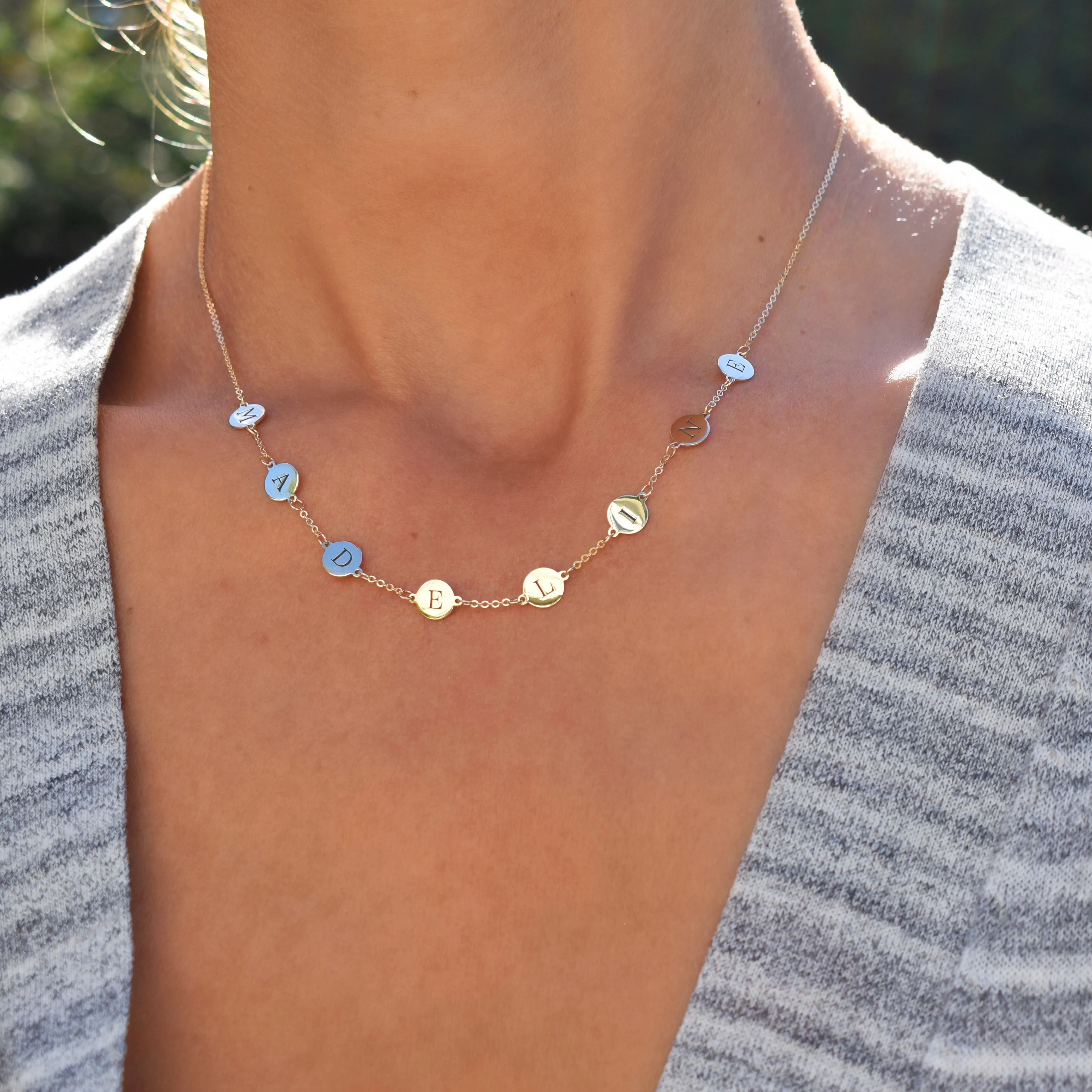 8 Letter Necklace in 14k Gold (Single Spacing) sold by Haverhill product image thumbnail 3