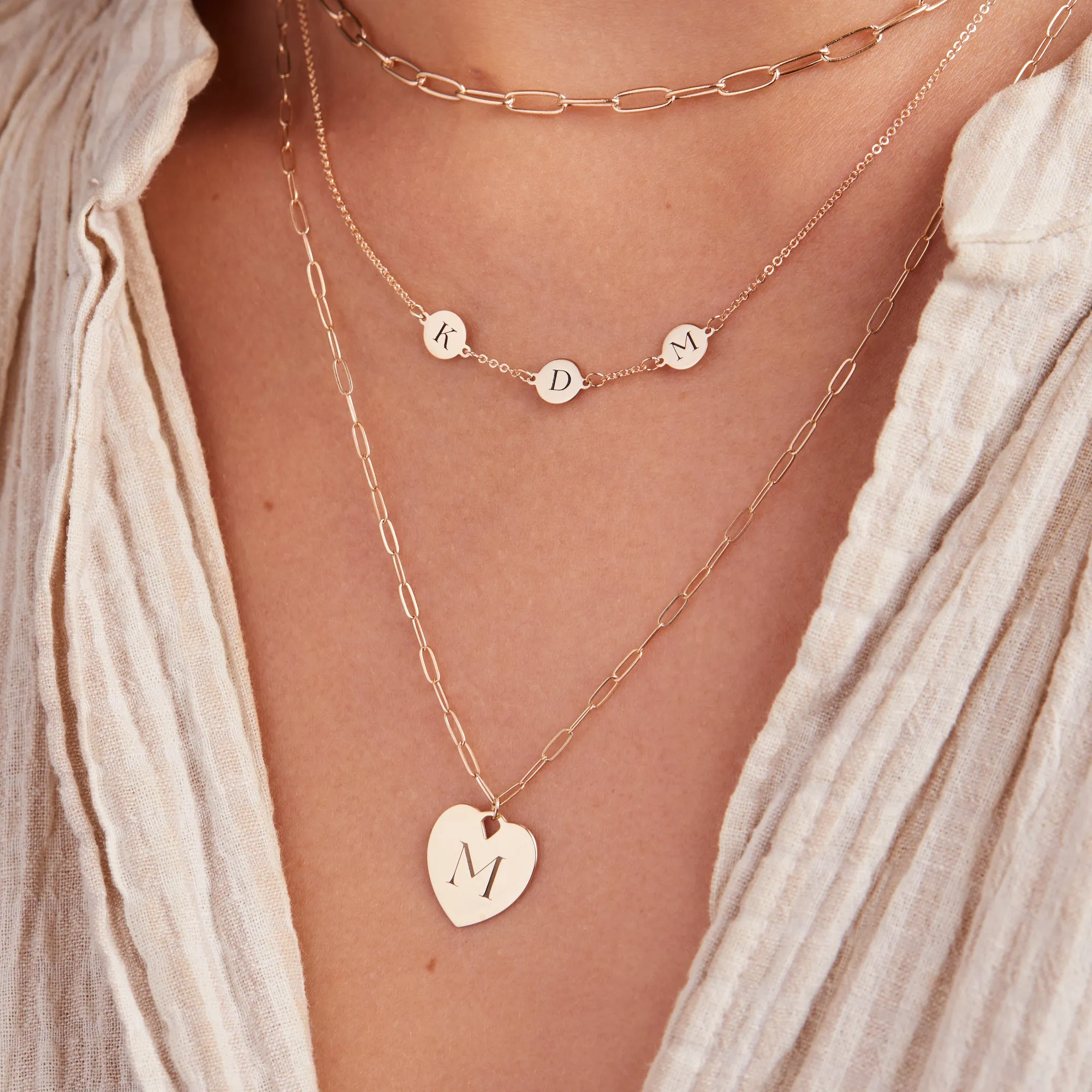 3 Letter Necklace in 14k Gold (Single Spacing) sold by Haverhill product image thumbnail 3