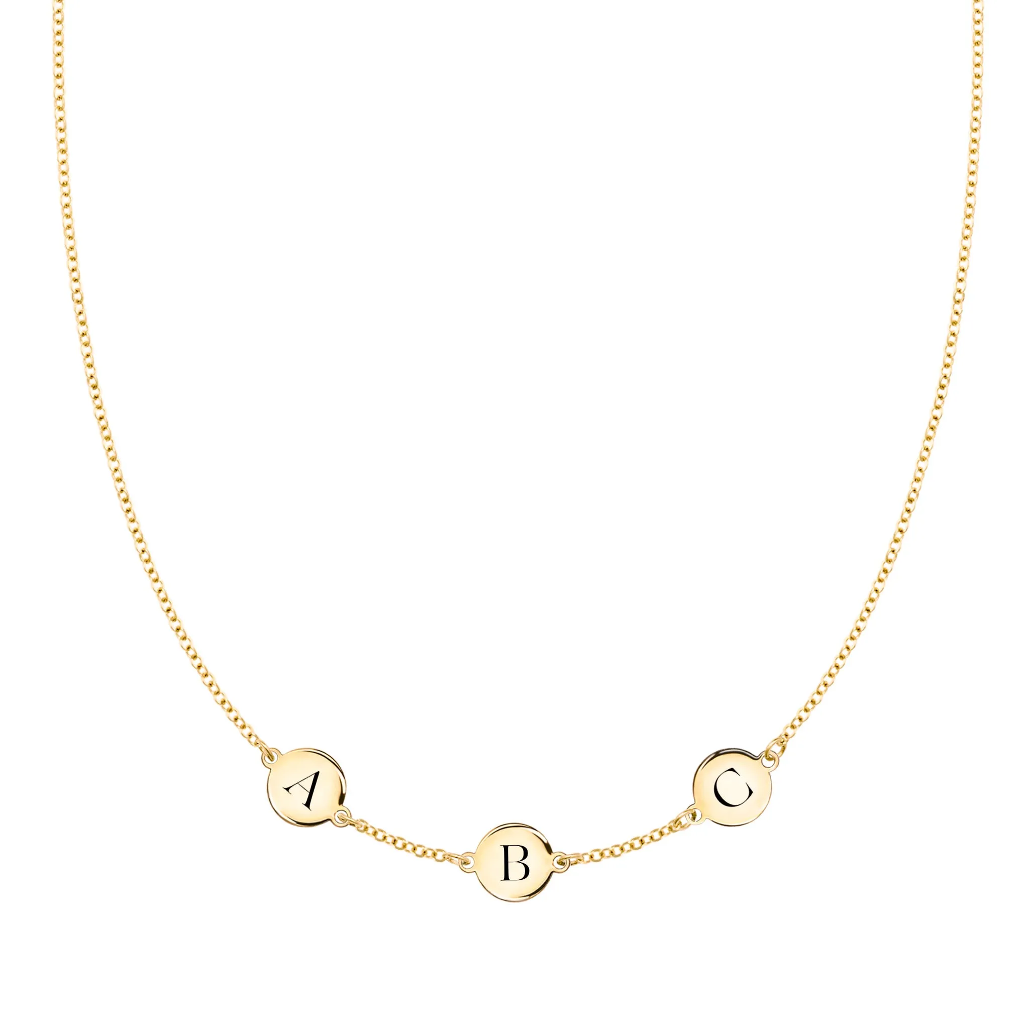 3 Letter Necklace in 14k Gold (Single Spacing) sold by Haverhill