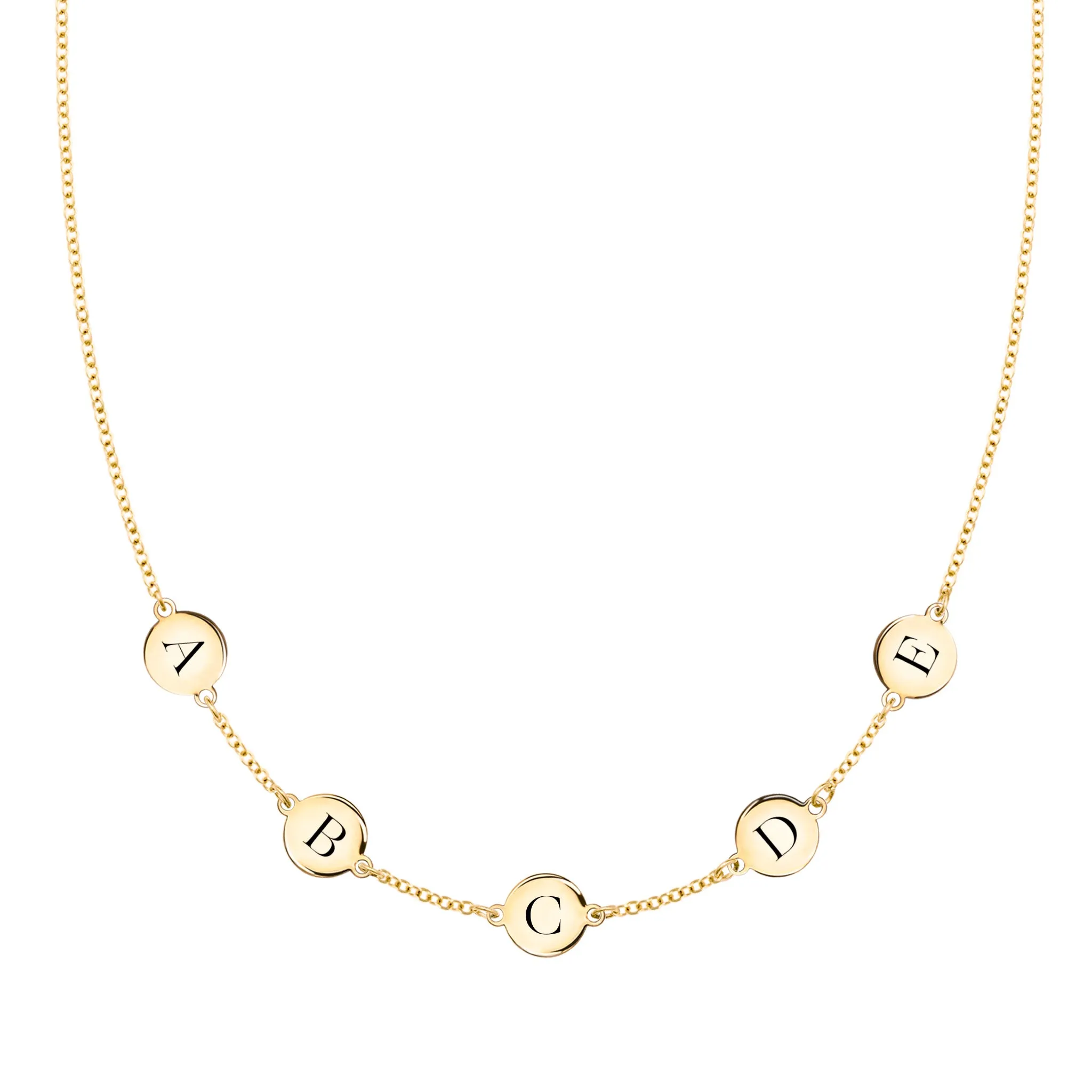 5 Letter Necklace in 14k Gold (Single Spacing) sold by Haverhill