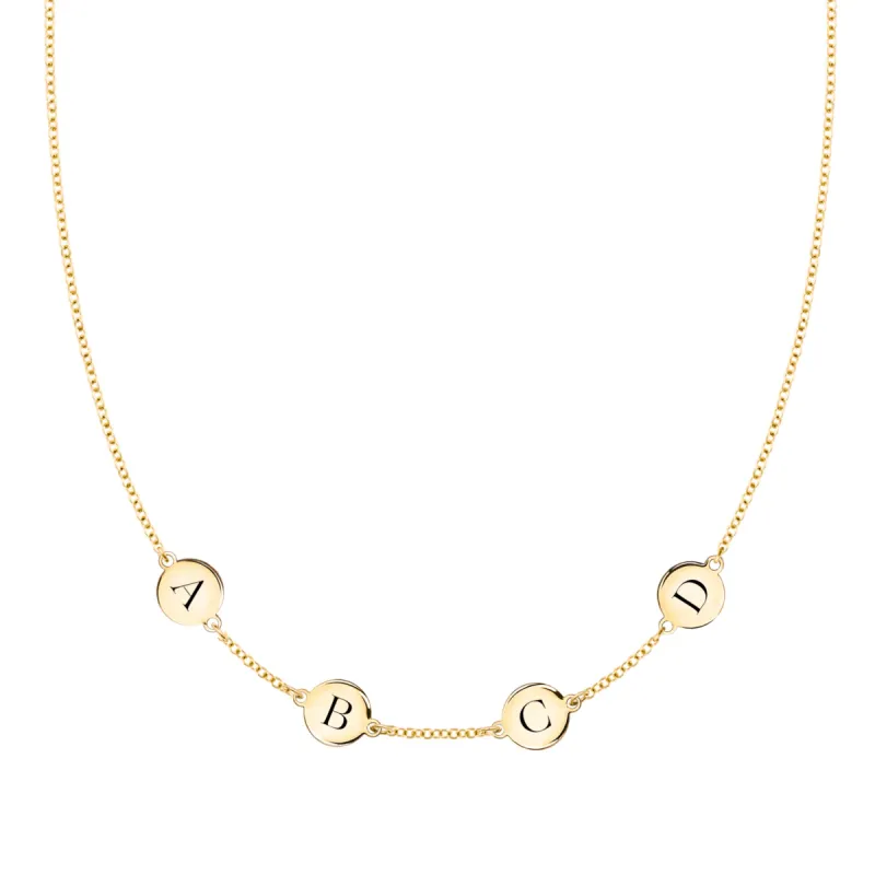 4 Letter Necklace in 14k Gold (Single Spacing) sold by Haverhill