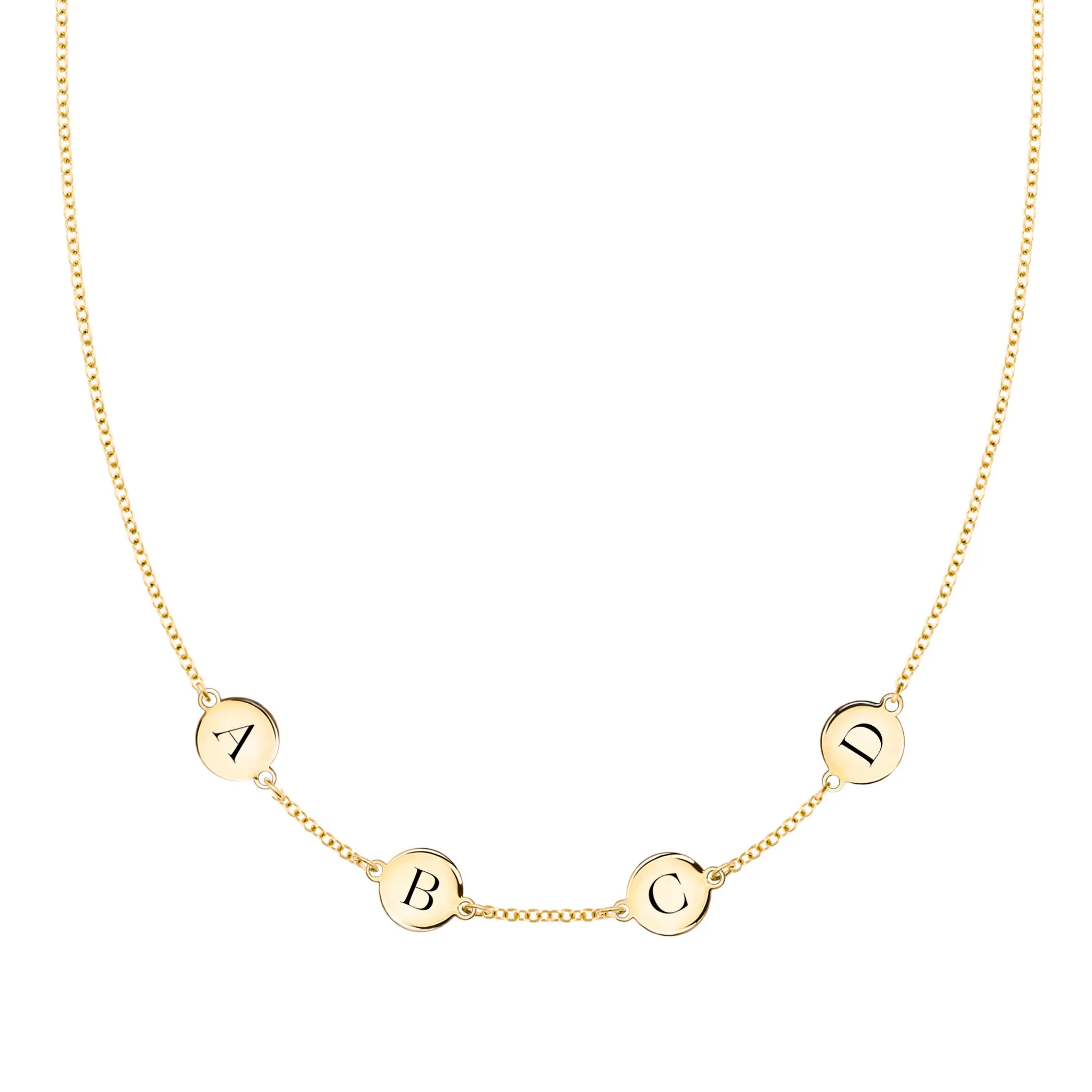 4 Letter Necklace in 14k Gold (Single Spacing) sold by Haverhill