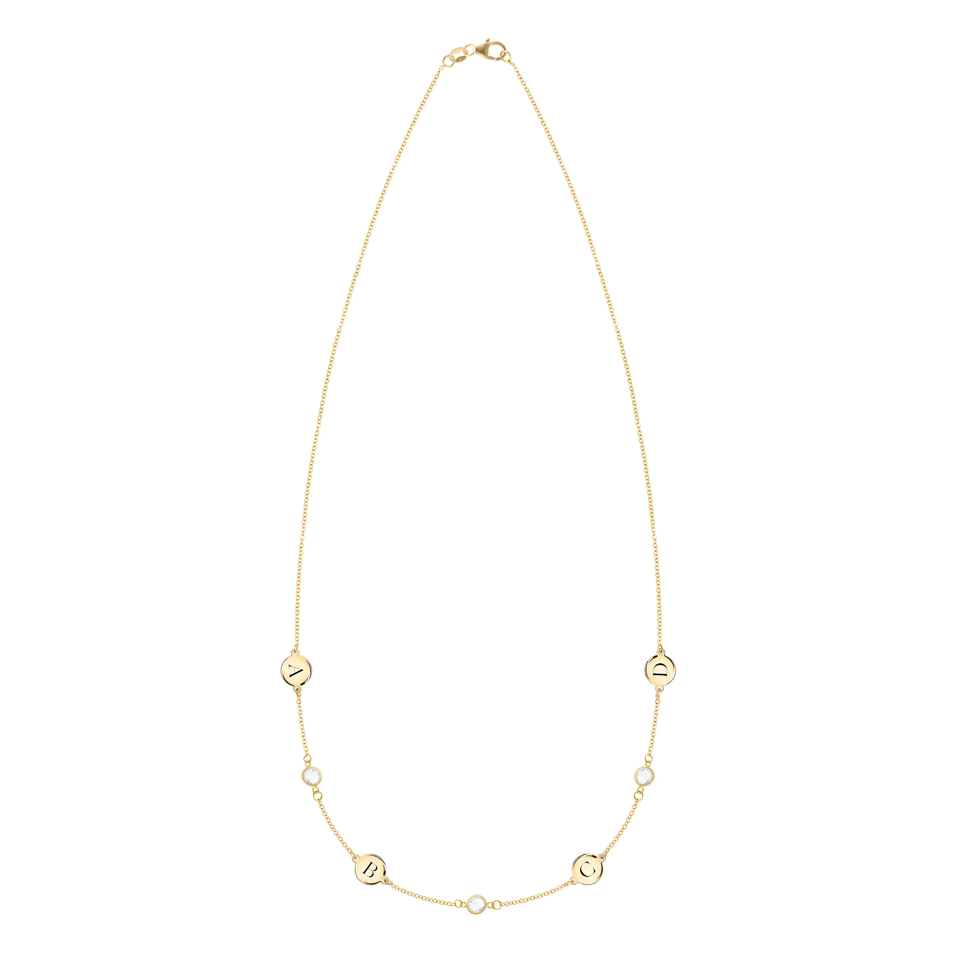 4 Letter & 3 Petite Birthstone Necklace in 14k Gold (Double Spacing) sold by Haverhill product image thumbnail 4