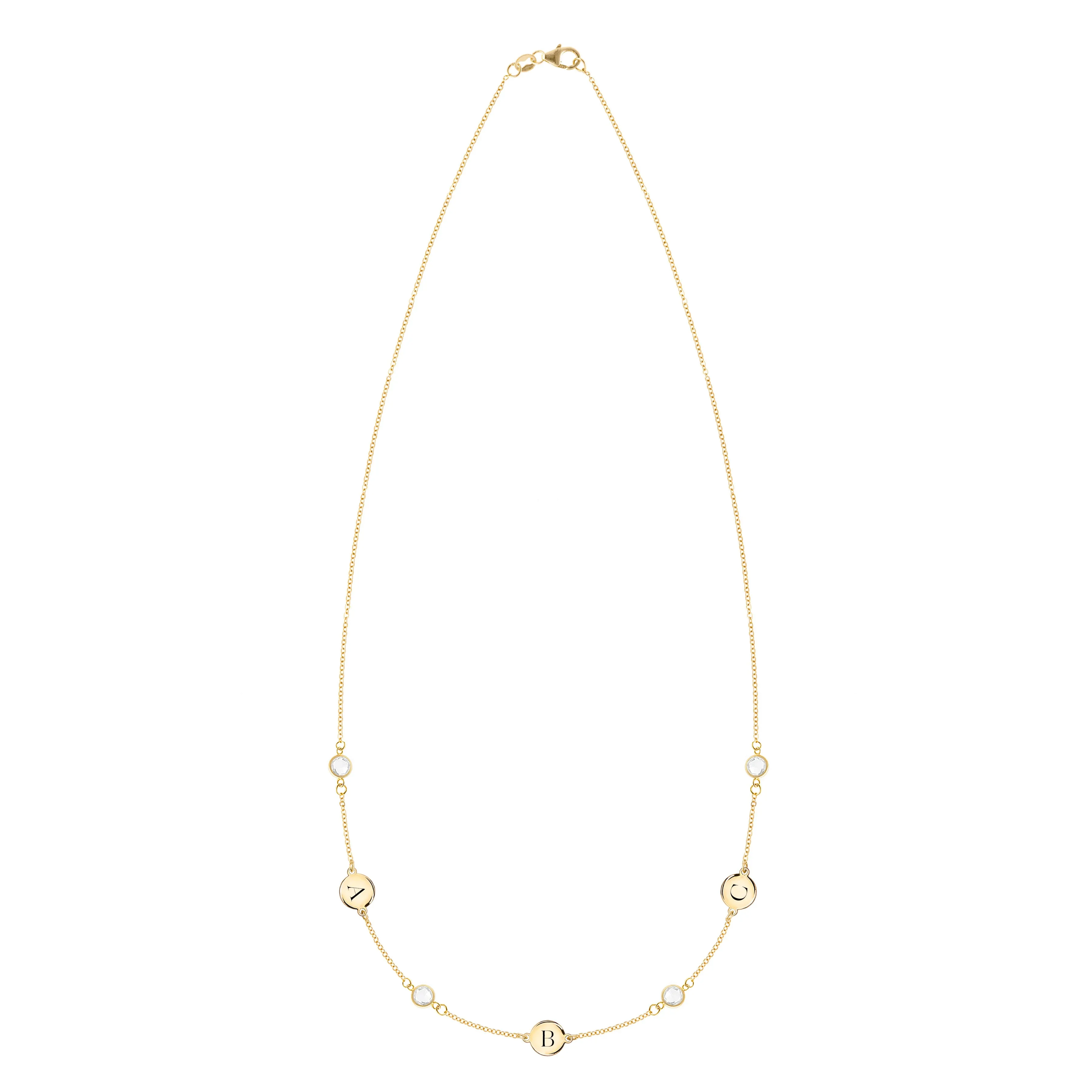 3 Letter & 4 Petite Birthstone Necklace in 14k Gold (Double Spacing) sold by Haverhill product image thumbnail 4