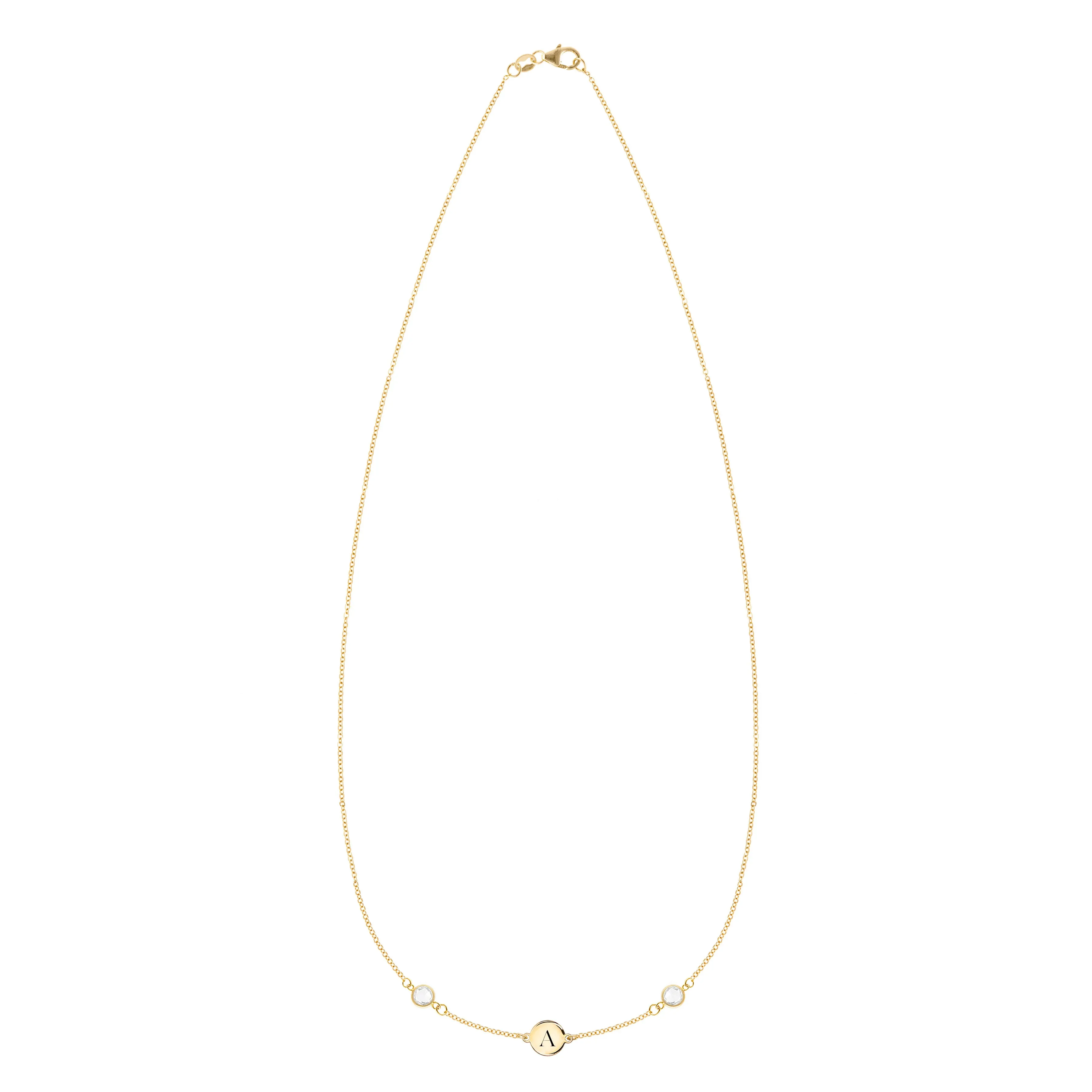 1 Letter & 2 Petite Birthstone Necklace in 14k Gold sold by Haverhill product image thumbnail 4