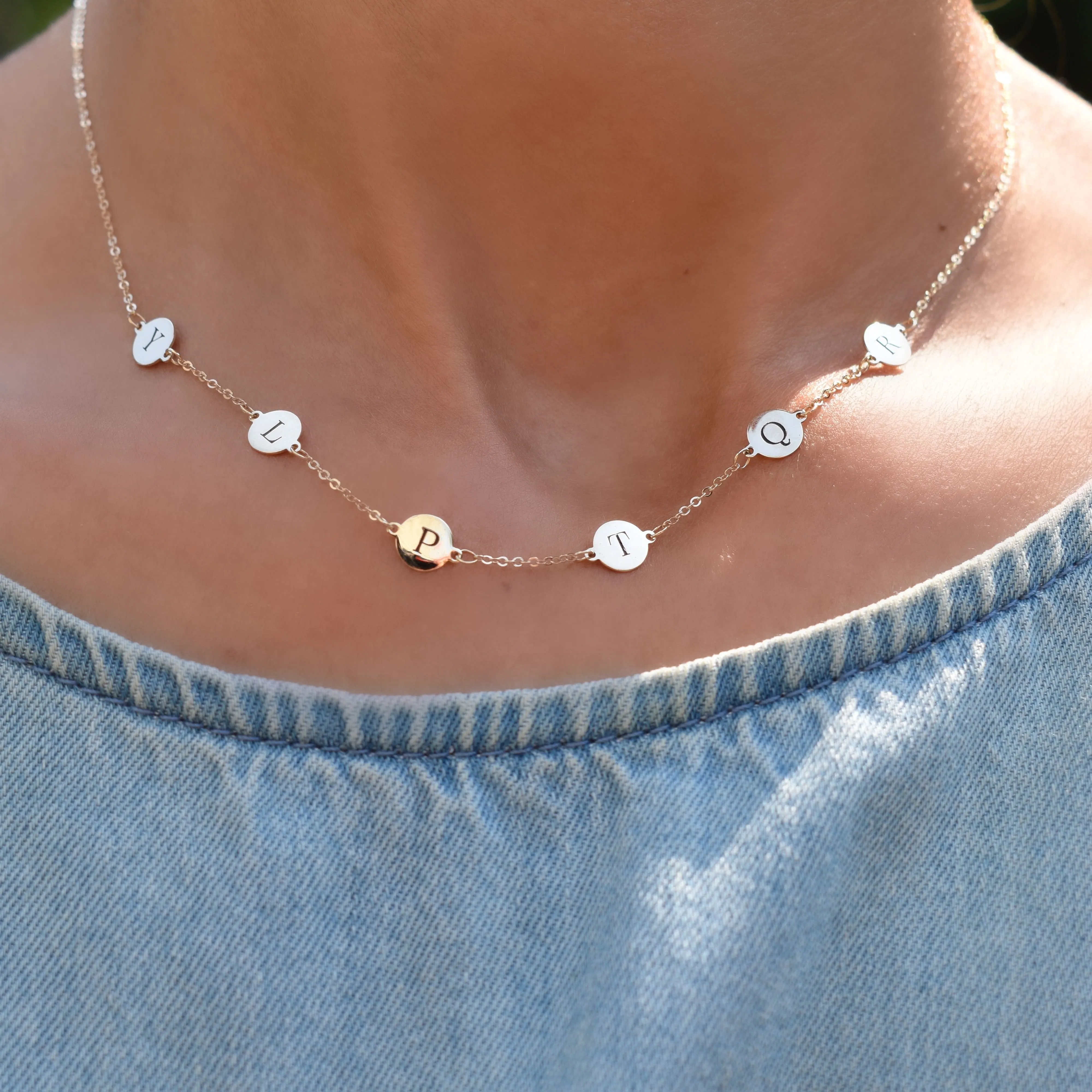 6 Letter Necklace in 14k Gold (Double Spacing) sold by Haverhill product image thumbnail 3