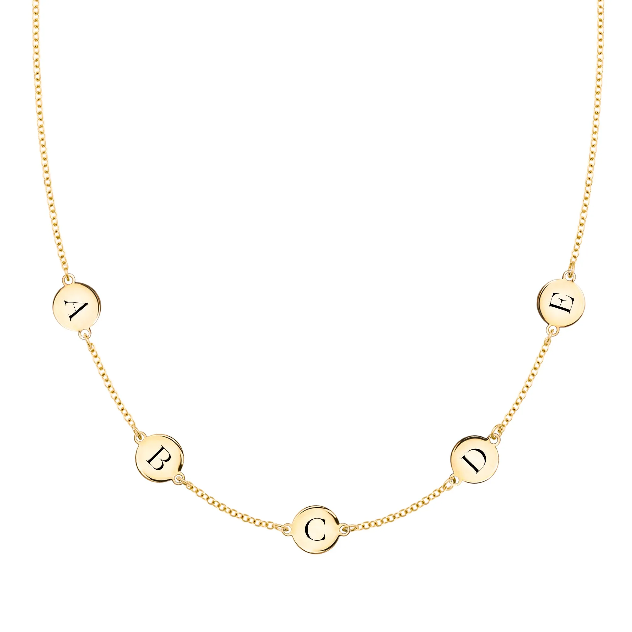 5 Letter Necklace in 14k Gold (Double Spacing) sold by Haverhill