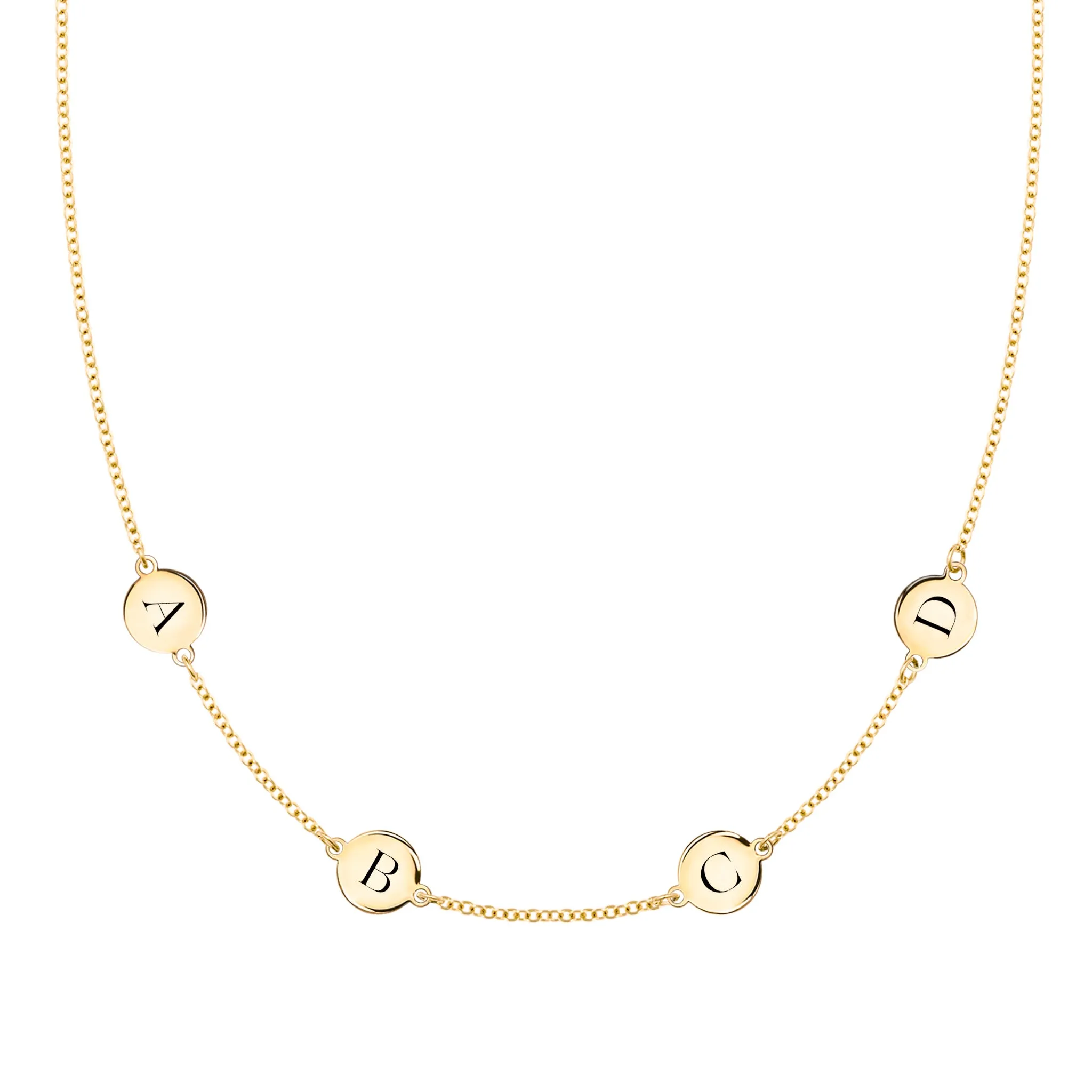 4 Letter Necklace in 14k Gold (Double Spacing) sold by Haverhill
