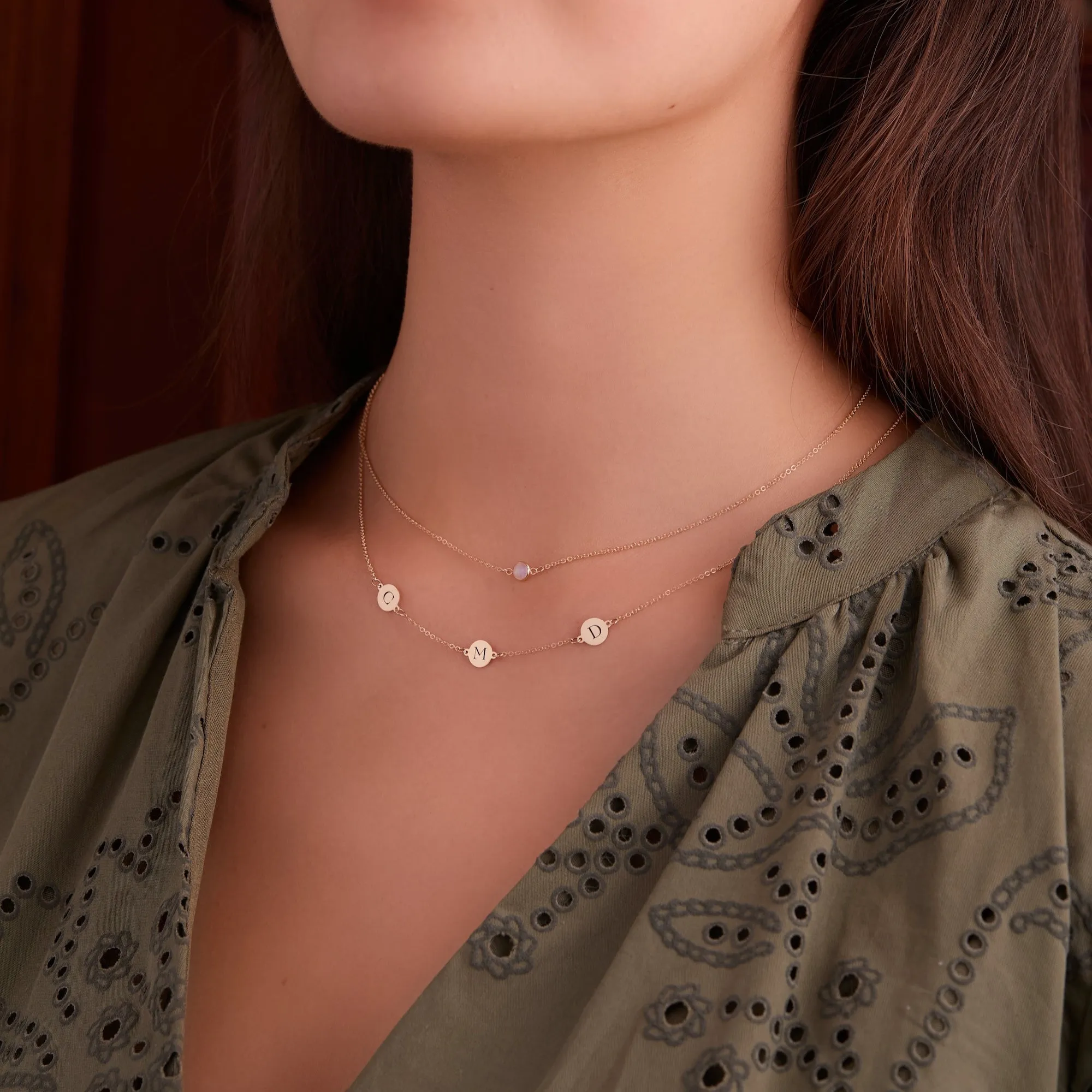 3 Letter Necklace in 14k Gold (Double Spacing) sold by Haverhill product image thumbnail 3