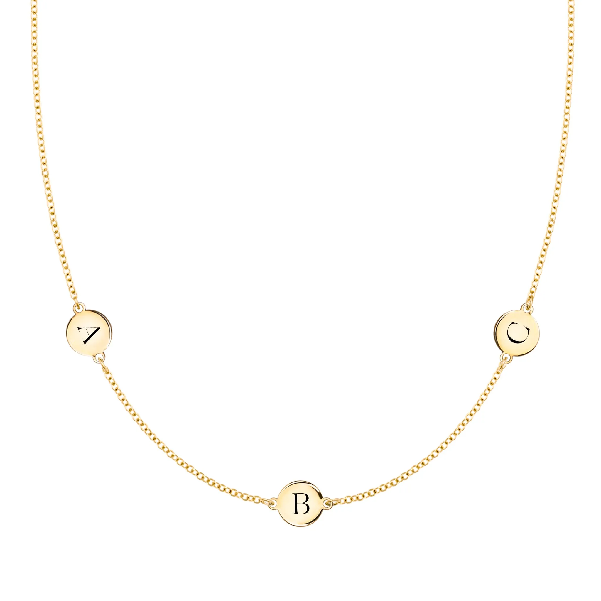 3 Letter Necklace in 14k Gold (Double Spacing) sold by Haverhill