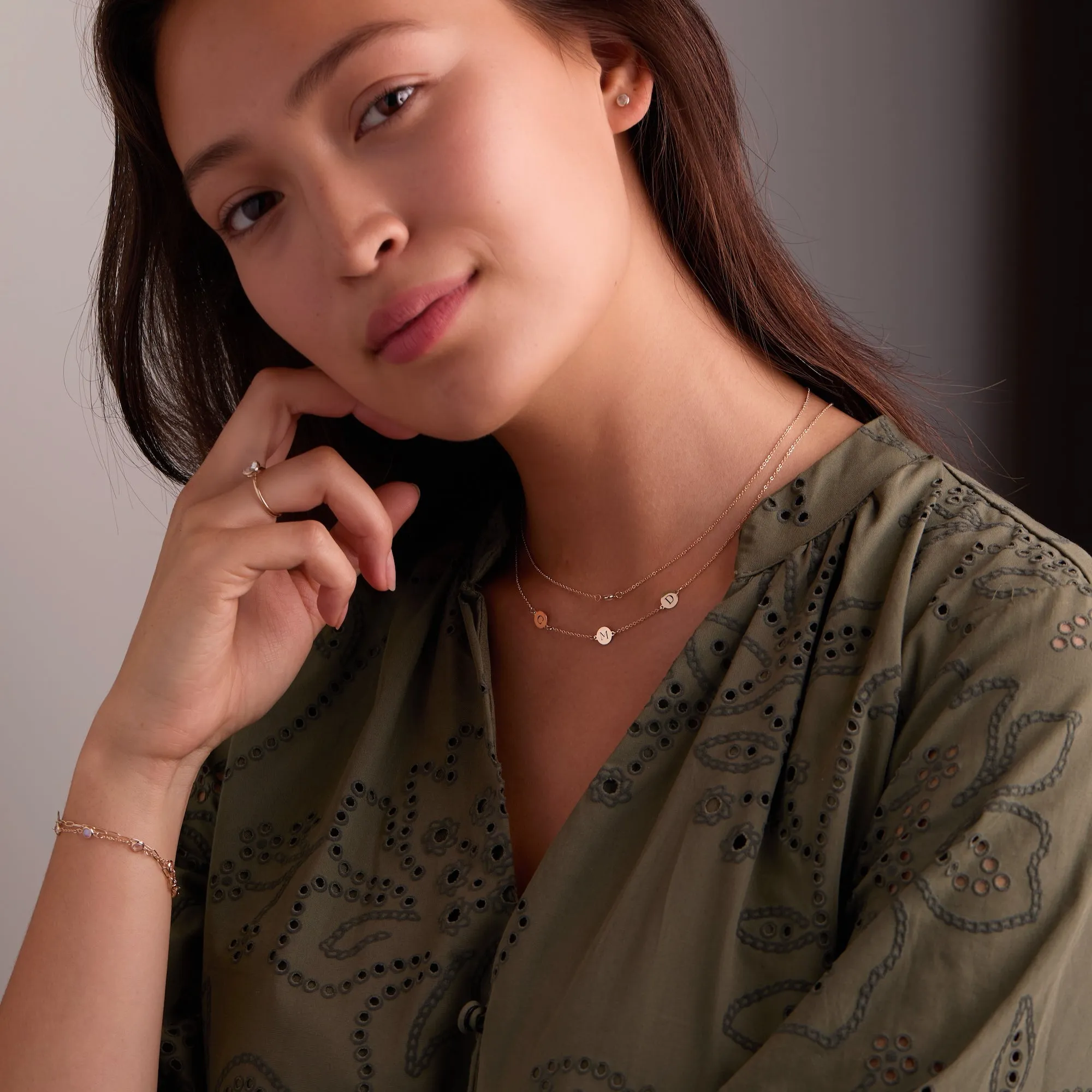 3 Letter Necklace in 14k Gold (Double Spacing) sold by Haverhill product image thumbnail 2