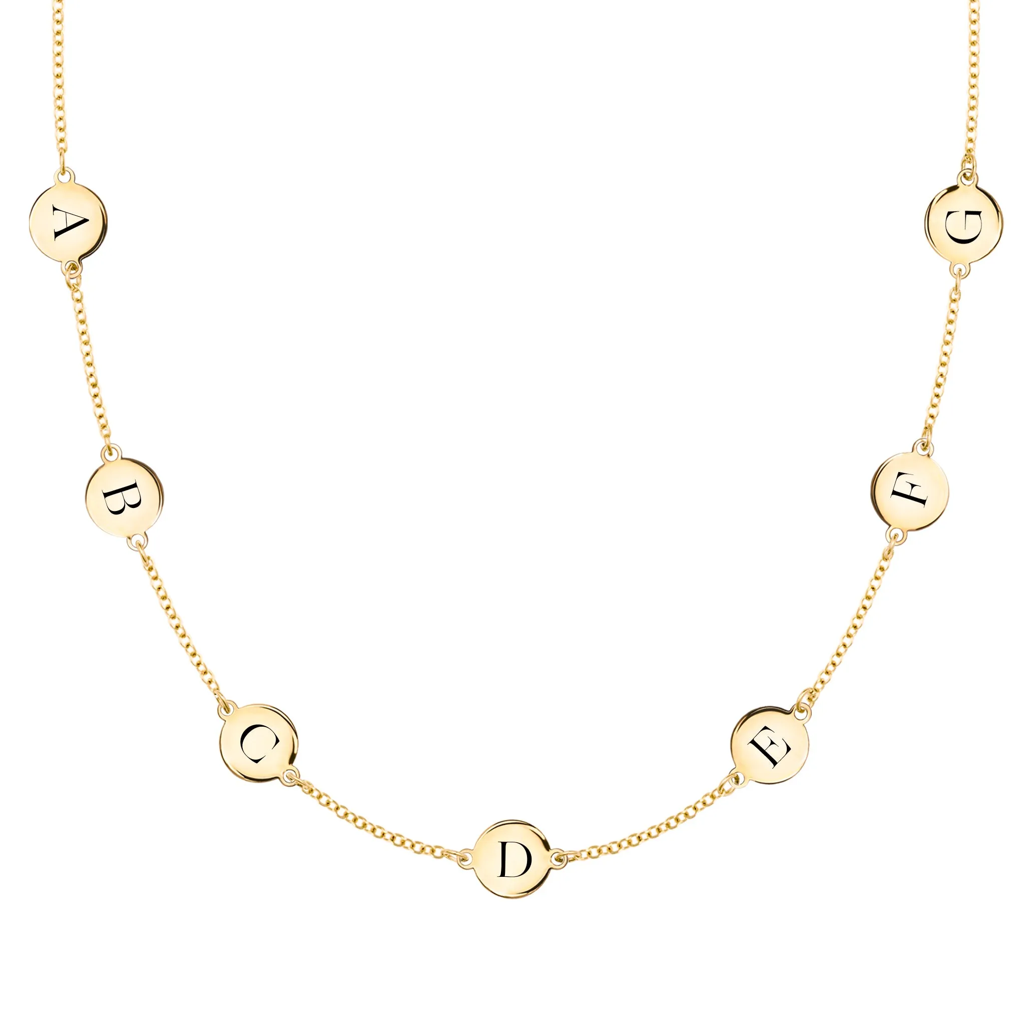 7 Letter Necklace in 14k Gold (Double Spacing) sold by Haverhill