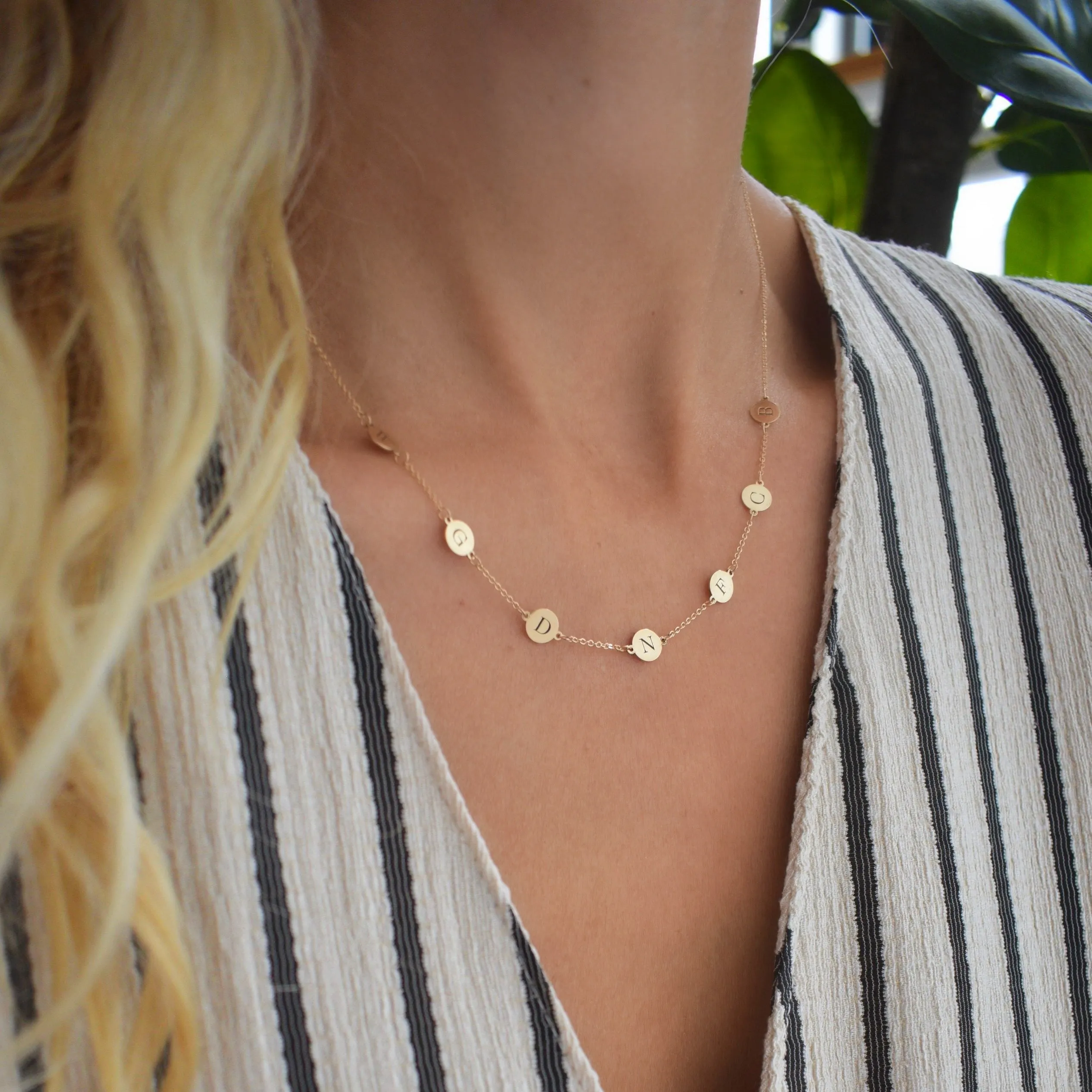 7 Letter Necklace in 14k Gold (Double Spacing) sold by Haverhill product image thumbnail 3