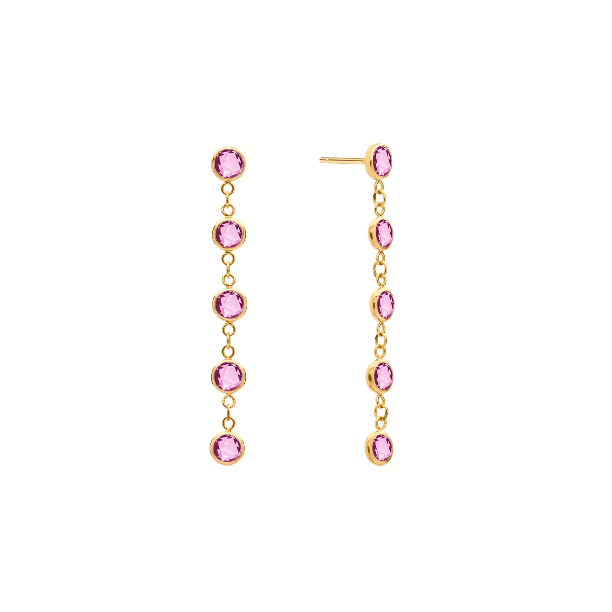 Newport Pink Sapphire Earrings in 14k Gold (October) sold by Haverhill