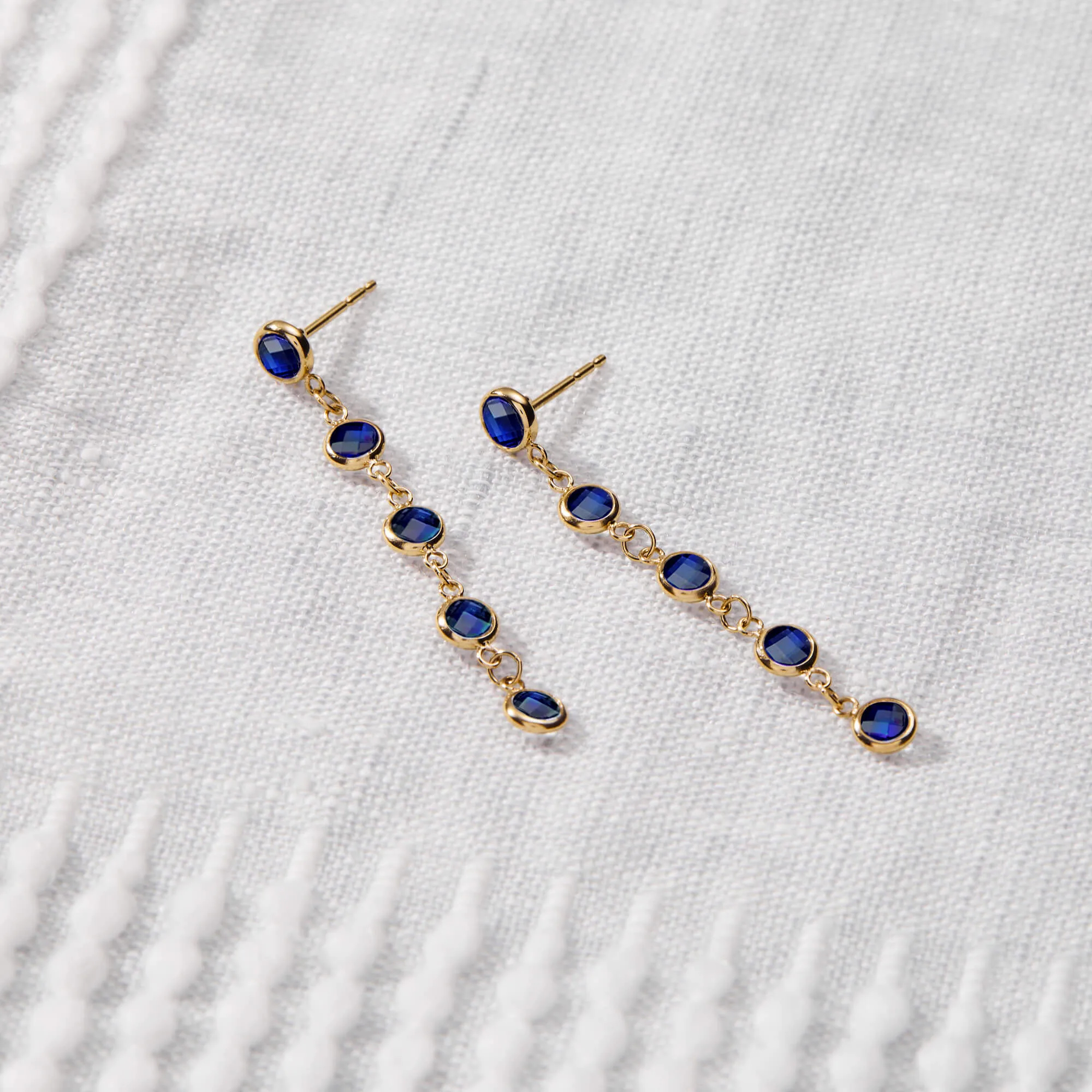 Newport Sapphire Earrings in 14k Gold (September) sold by Haverhill product image thumbnail 3