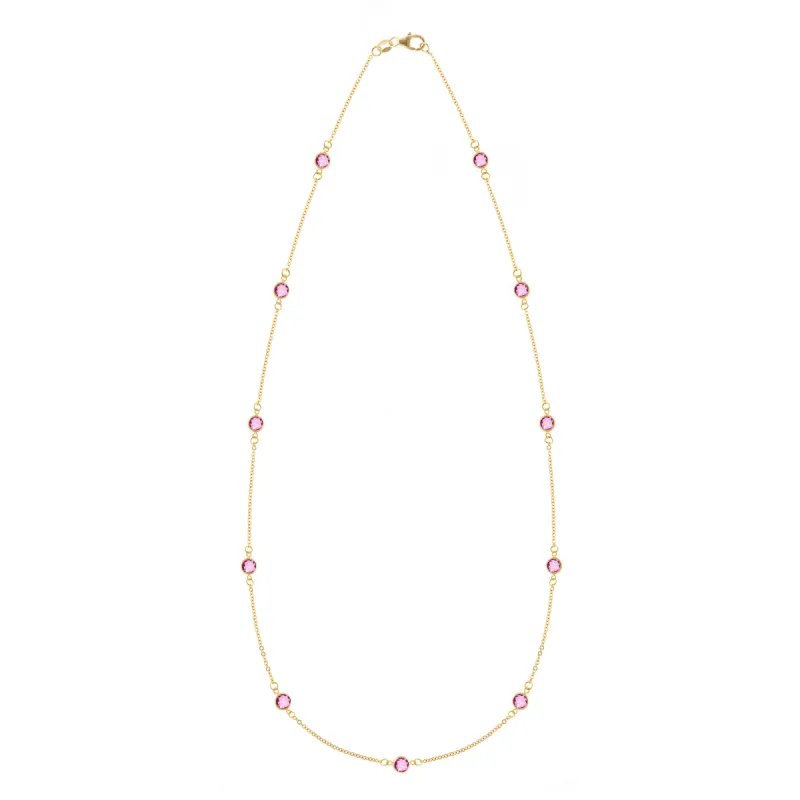 Bayberry 11 Pink Sapphire Necklace in 14k Gold (October) sold by Haverhill