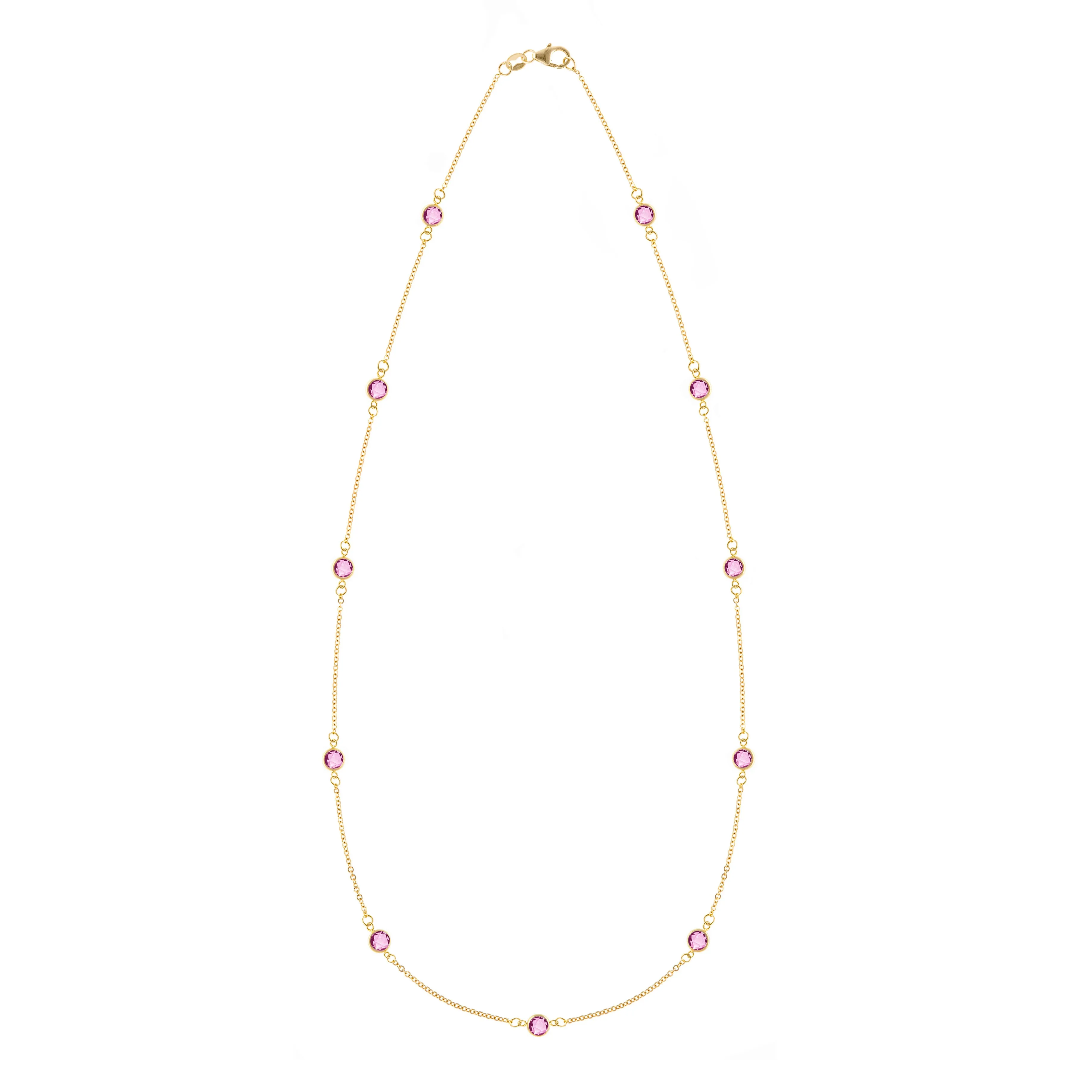 Bayberry 11 Pink Sapphire Necklace in 14k Gold (October) sold by Haverhill