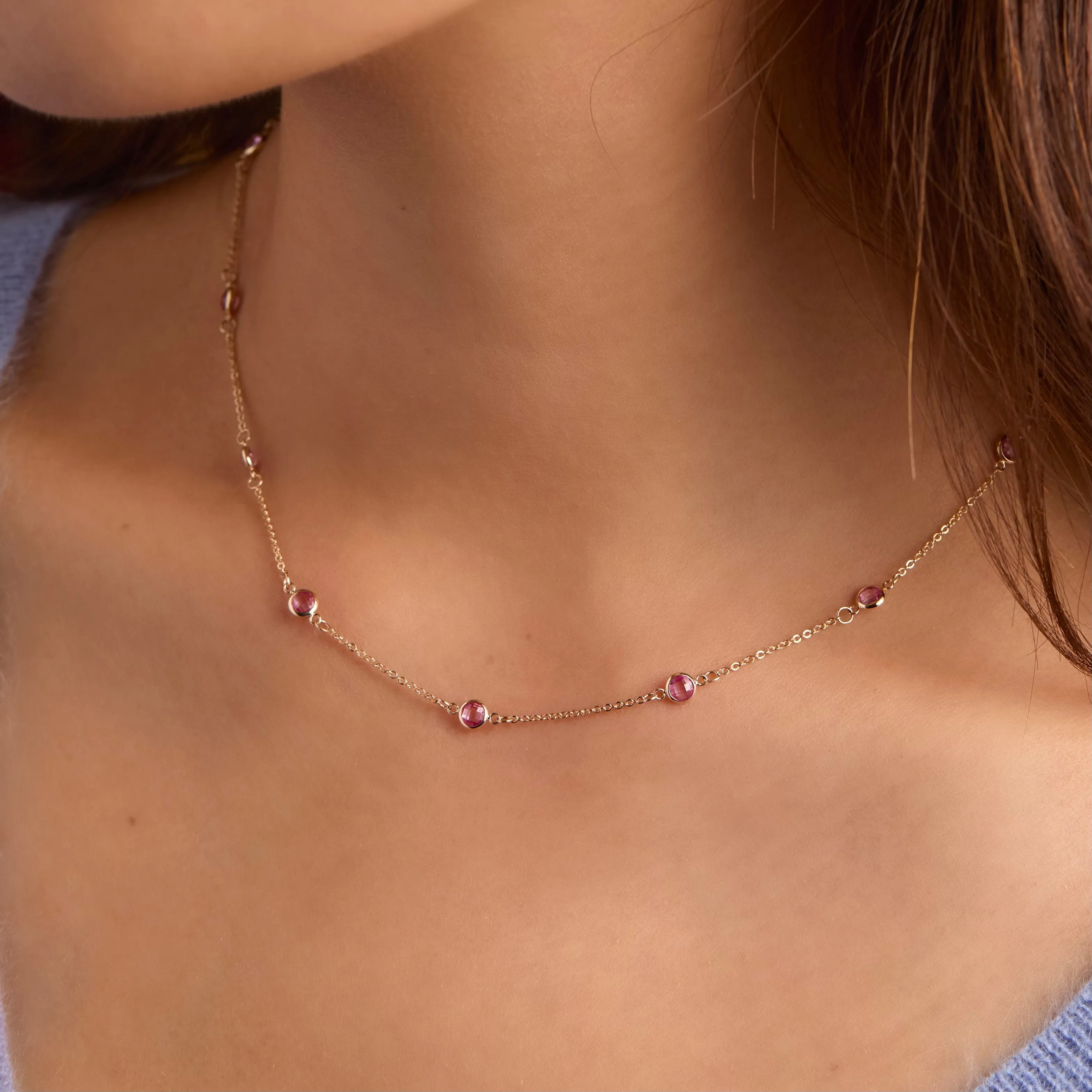 Bayberry 11 Pink Sapphire Necklace in 14k Gold (October) sold by Haverhill product image thumbnail 3